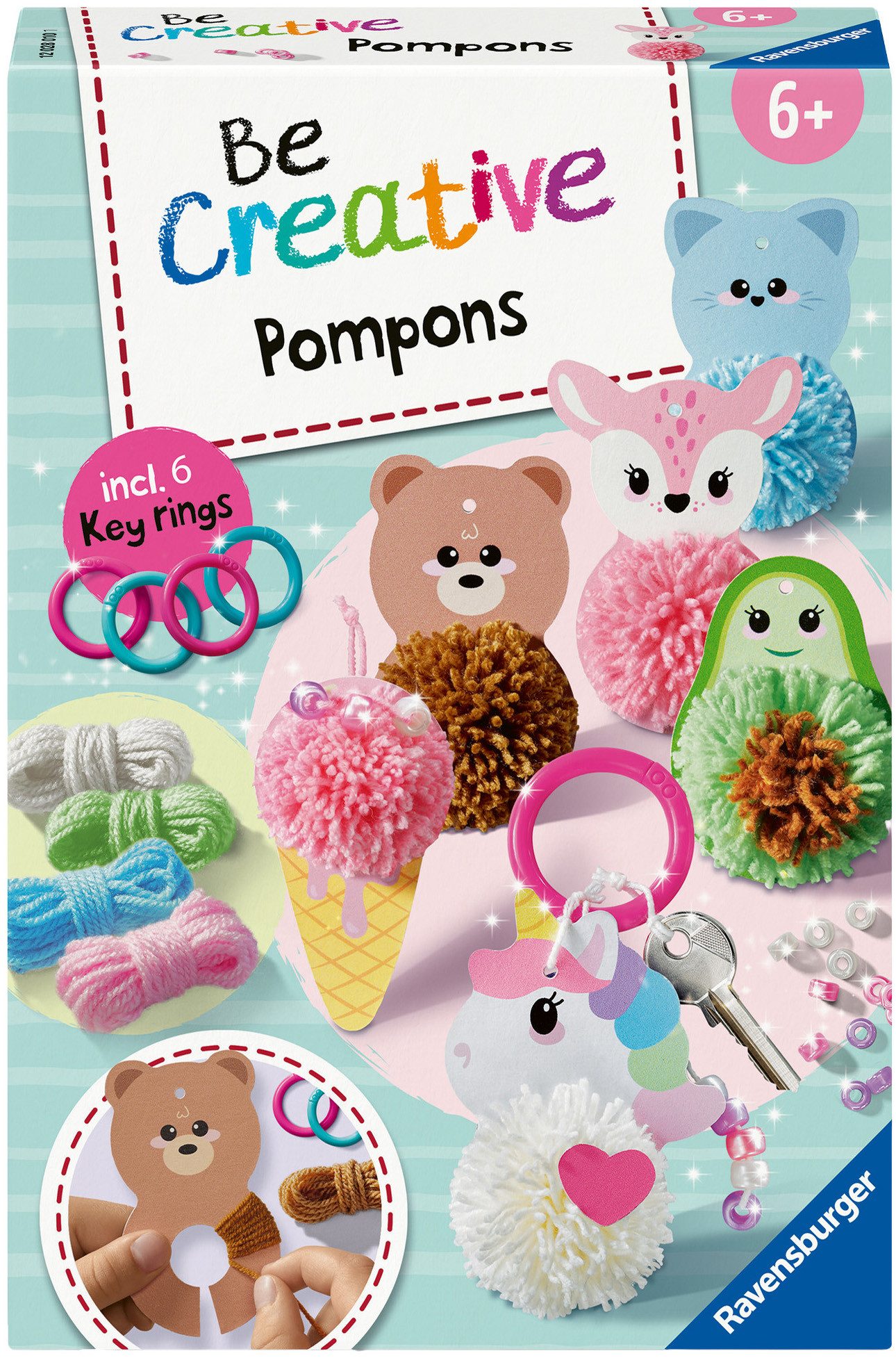 Ravensburger Kreativset BeCreative Midi, Pompons Kawaii, Made in Europe