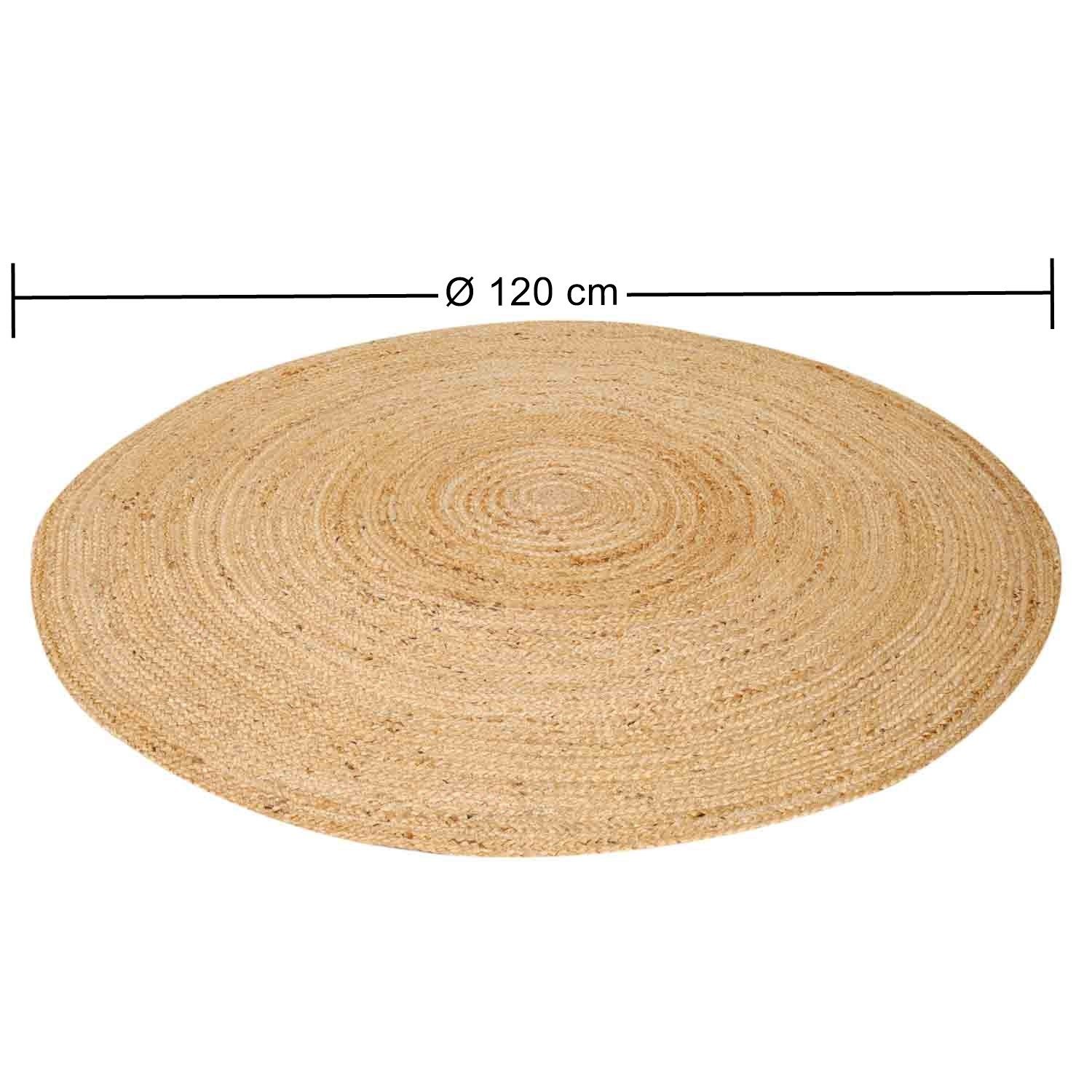 Casa Moro Teppich Jute Teppich Tamani Natur rund Boho Chic Teppich-Läufer, rund, aus 100% Naturfaser Jute handgeflochten