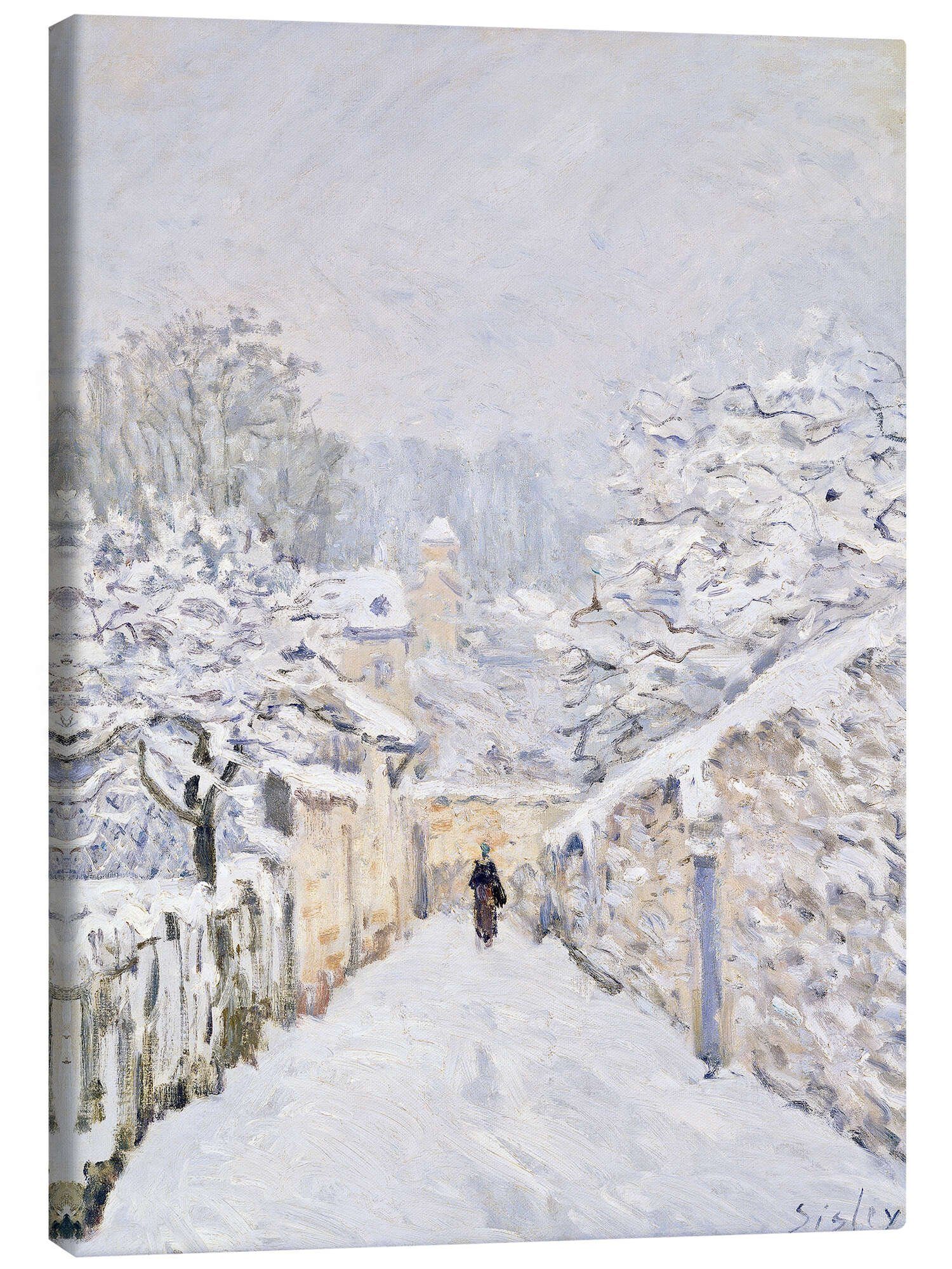 Posterlounge Leinwandbild Alfred Sisley, Schnee in Louveciennes, Malerei