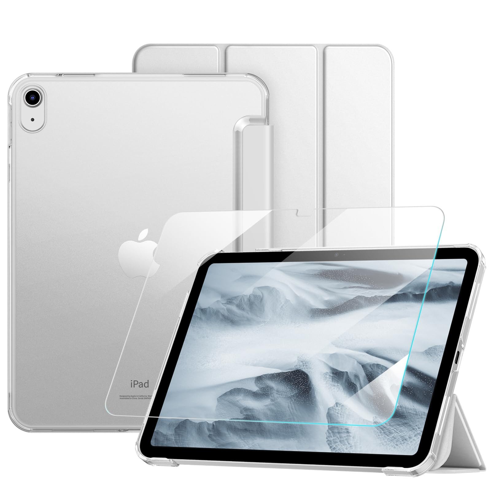 Fintie Tablet-Hülle mit Schutzfolie für iPad A16 11.Gen 11'' 2025, iPad 10.Gen 10,9'' 2022 11 Zoll/10.9 Zoll, Ultradünne Stand-Schutzhülle mit Hart-PC Transparenter Rückseite