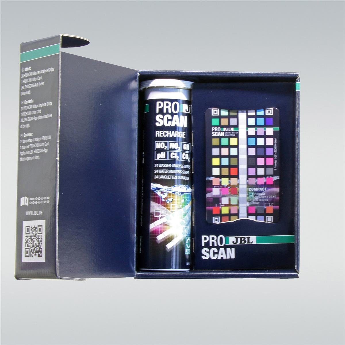 JBL GmbH & Co. KG Aquarium-Wassertest JBL Proscan Wassertest mit Smartphoneauswertung für Süßwasser Aquarien, Gesamthärte Karbonathärte pH-Wert Nitrit Nitrat Chlor CO2-Errechnung.