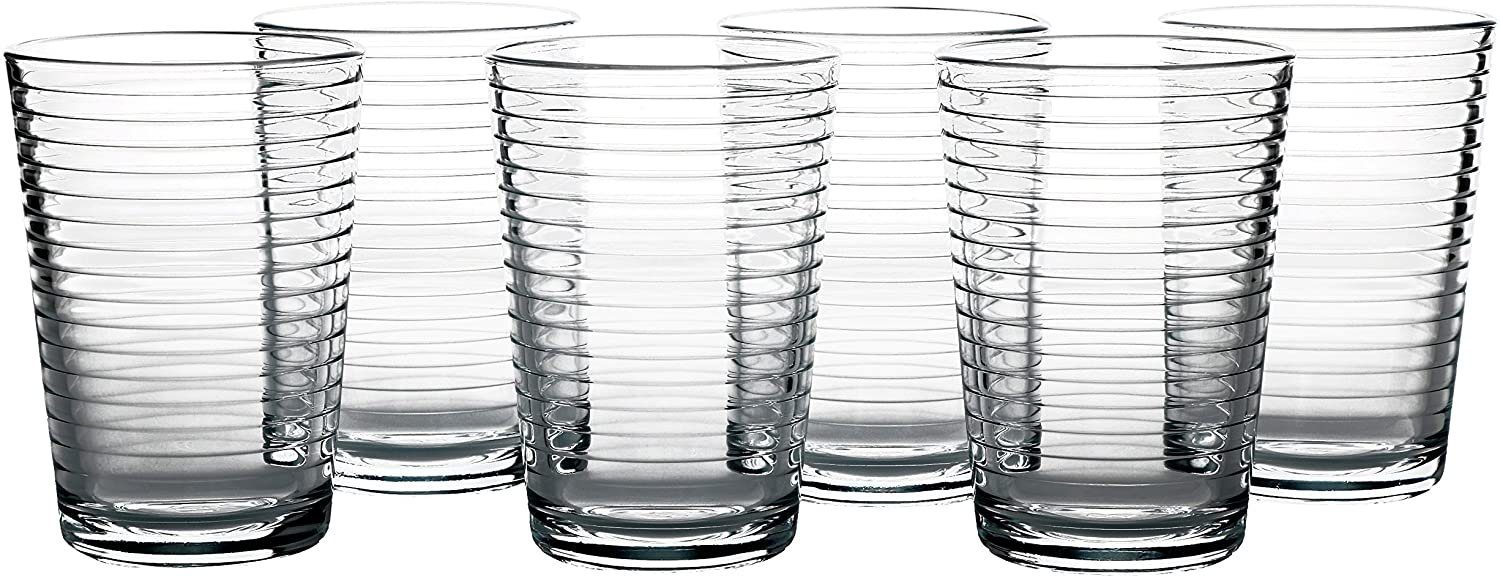 Pasabahce Glas 52752 Doro Wasserglas 210 ml 6er-Set Trinkgläser Склоset mit Grooved Effekt