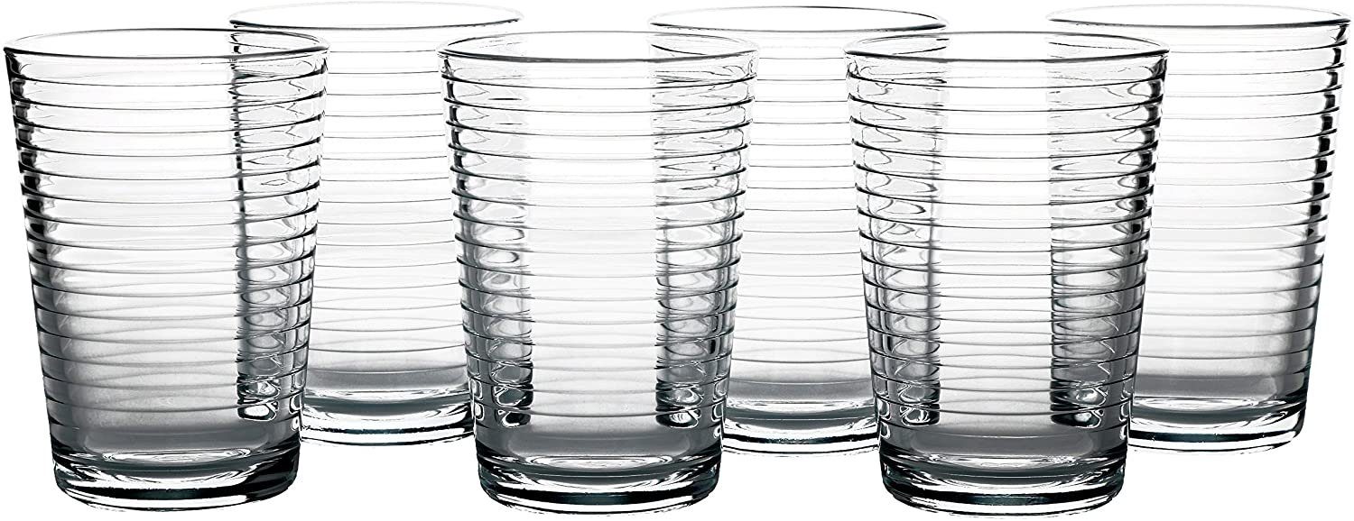 Pasabahce Glas 52752 Doro Wasserglas 210 ml 6er-Set Trinkgläser Gläserset mit Grooved, 6-tlg.