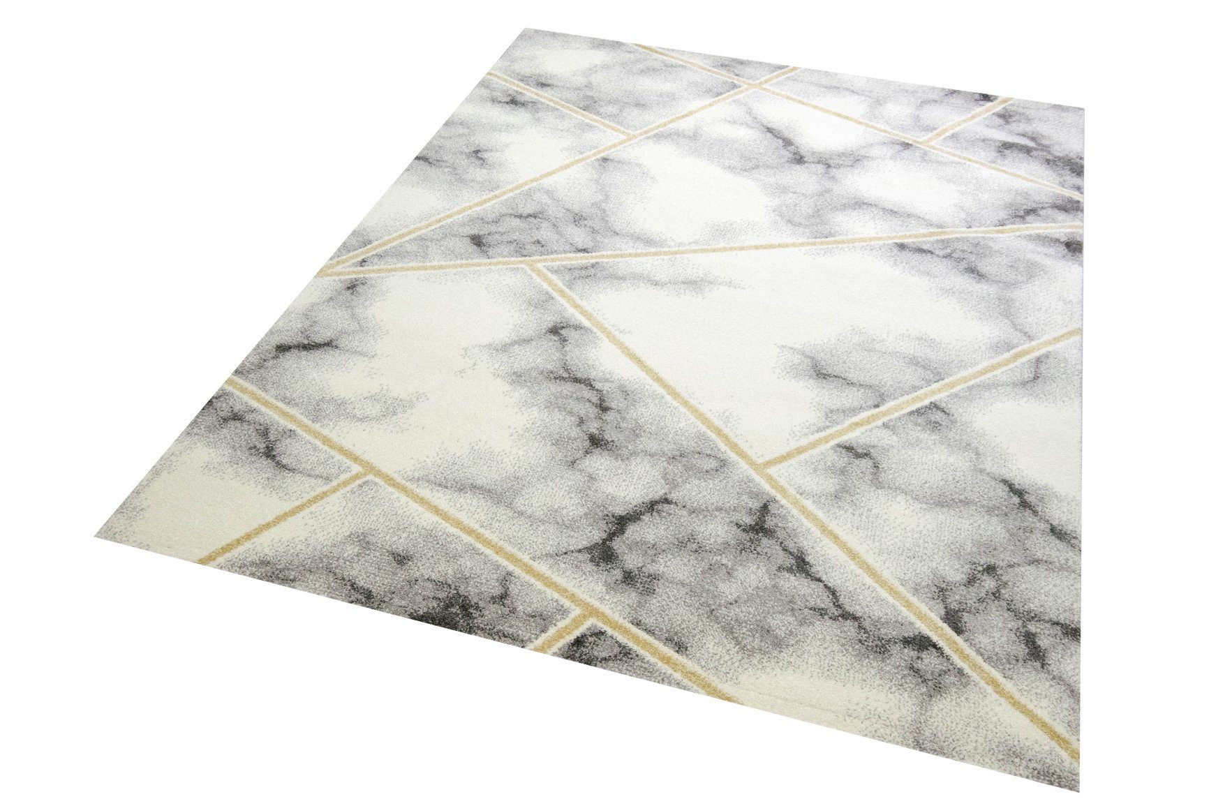 TeppichHome24 Teppich Designer Marmormuster gold grau creme, rechteckig
