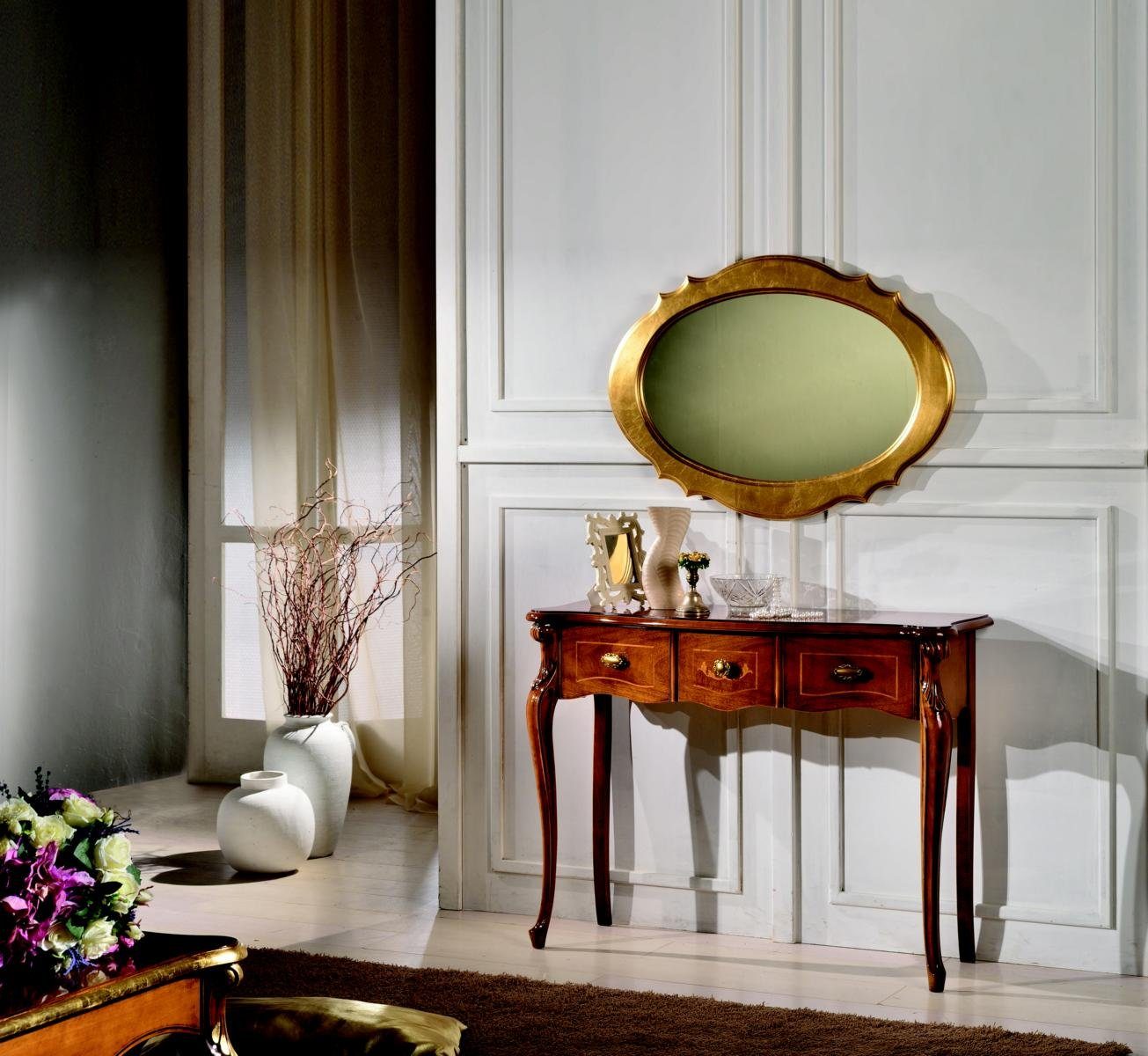JVmoebel Wohnzimmer-Set Möbel Stil Gruppe Barock Konsolentisch 2tlg Spiegel Holz Tische Set Italienische