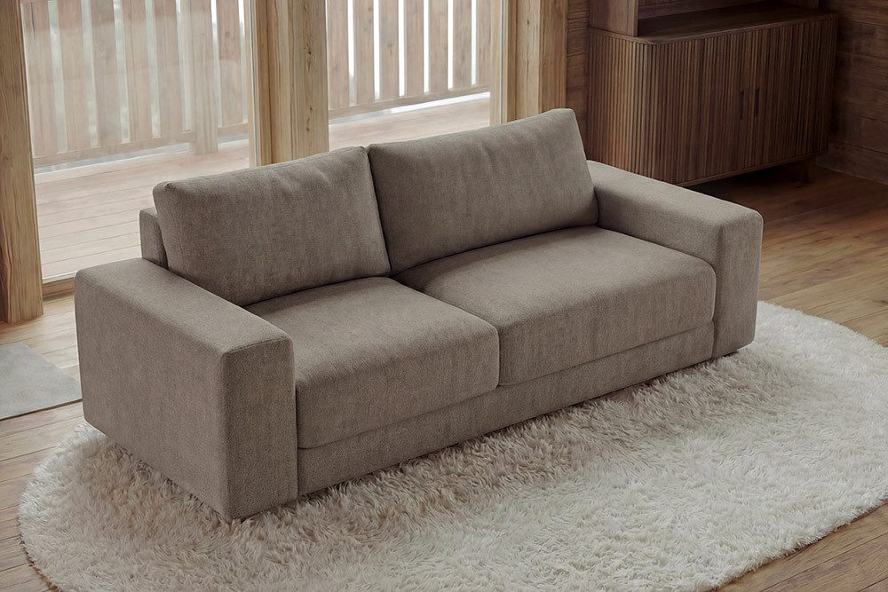 riess-ambiente 3-Sitzer LOFT 210cm taupe - Vogue Velours Samt, Taschenfederkern, Rundumbezug, Einzelartikel 1 Teile, Moderne Couch - ideal für Wohn- und Schlafzimmer oder Loft-Wohnungen