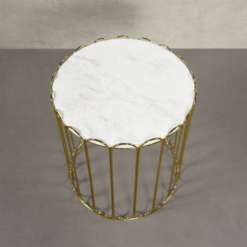 MAGNA Atelier Beistelltisch LONDON mit Marmor Tischplatte, Ablagetisch rund, Metallgestell, 43x50cm