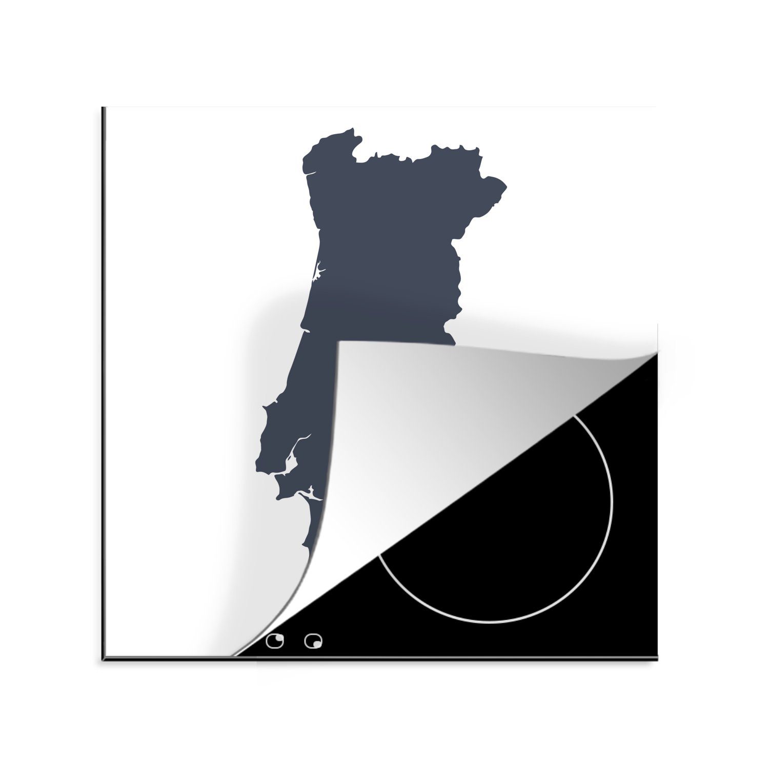 MuchoWow Herdblende-/Abdeckplatte Illustration von Portugal in einer dunklen Farbe, Vinyl, (1 tlg), 78x78 cm, Ceranfeldabdeckung, Arbeitsplatte für küche