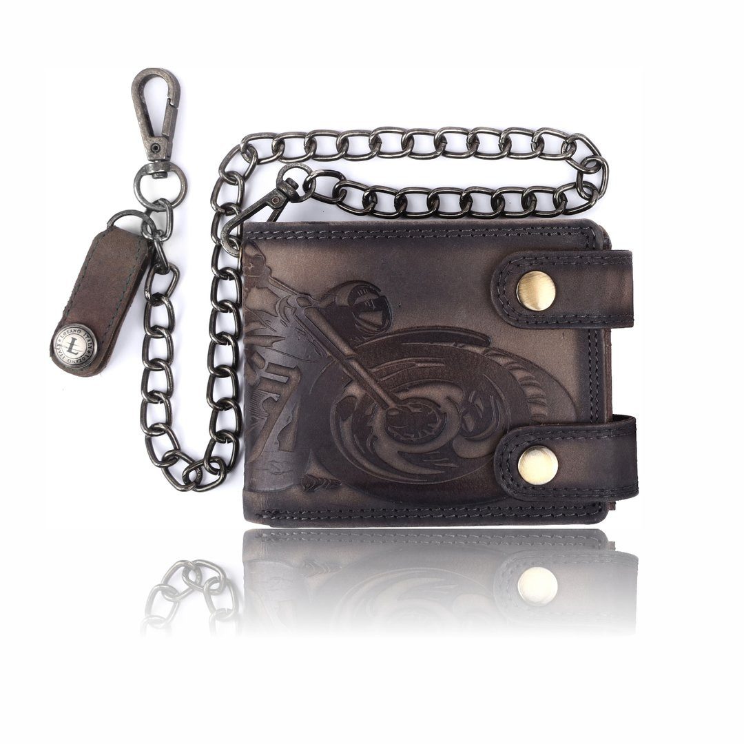 LOZANO Italy Geldbörse 10732W-BWL-A-25 Braun (1x Geldbörse), Stilvolles Motorrad-Motiv