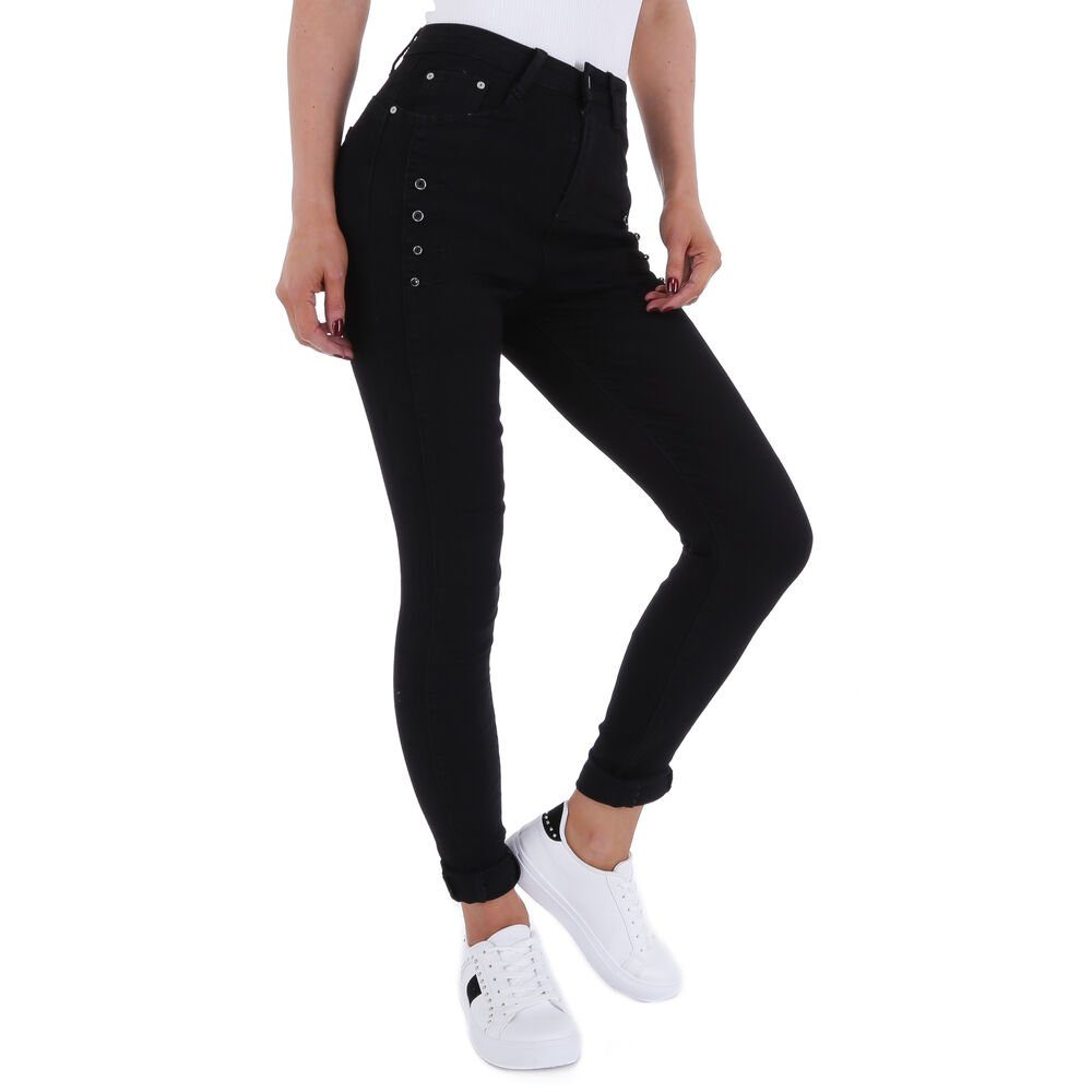 Ital-Design Skinny-fit-Jeans Damen Schwarz Jeans in Skinny Stretch Elegant