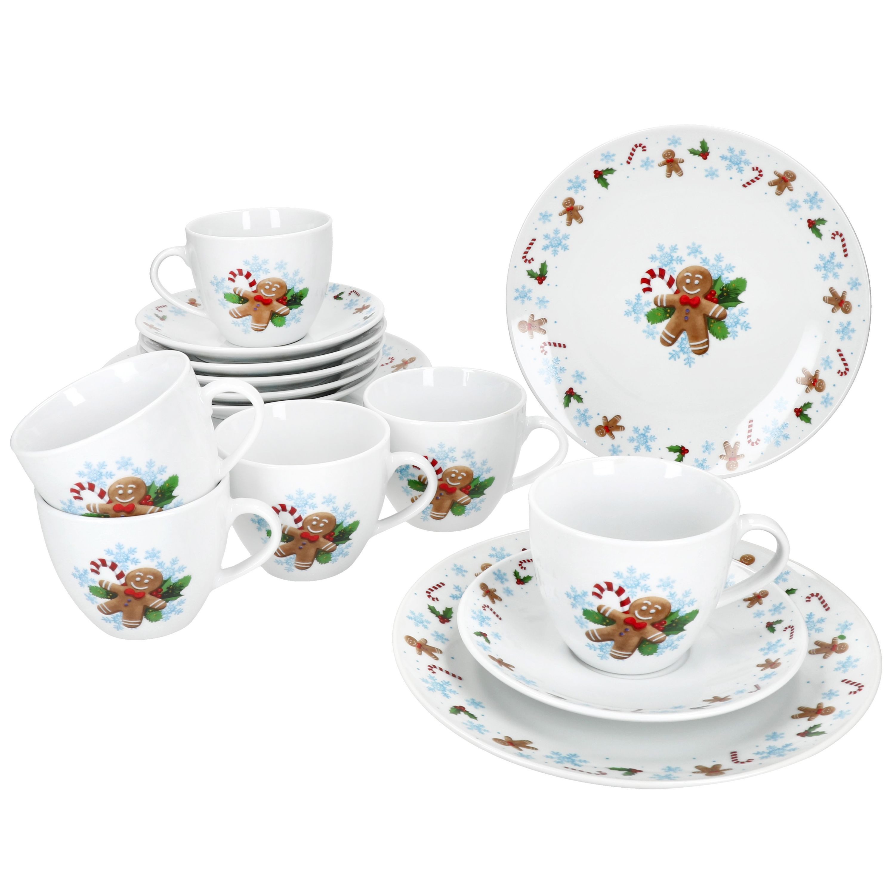 Kaffeeservice 18tlg Kaffeeservice Candyman Porzellan 6 Pers. Tassen Teller eisblau