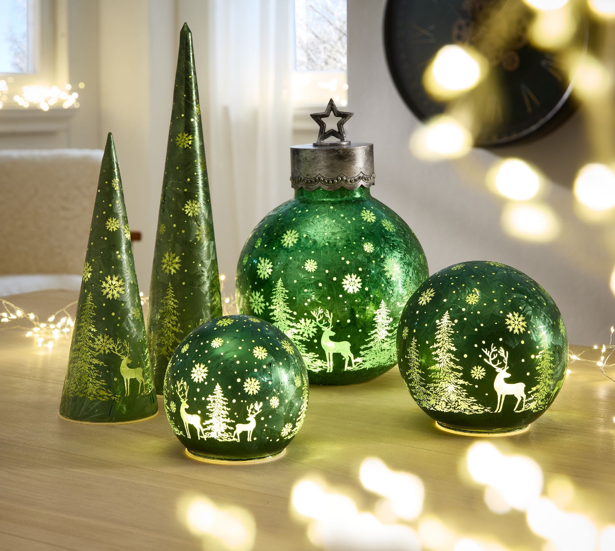 formano Tischleuchte Frosty Winterzeit, LED, Mit Timerfunktion, Grün, Winterwald, H: cm