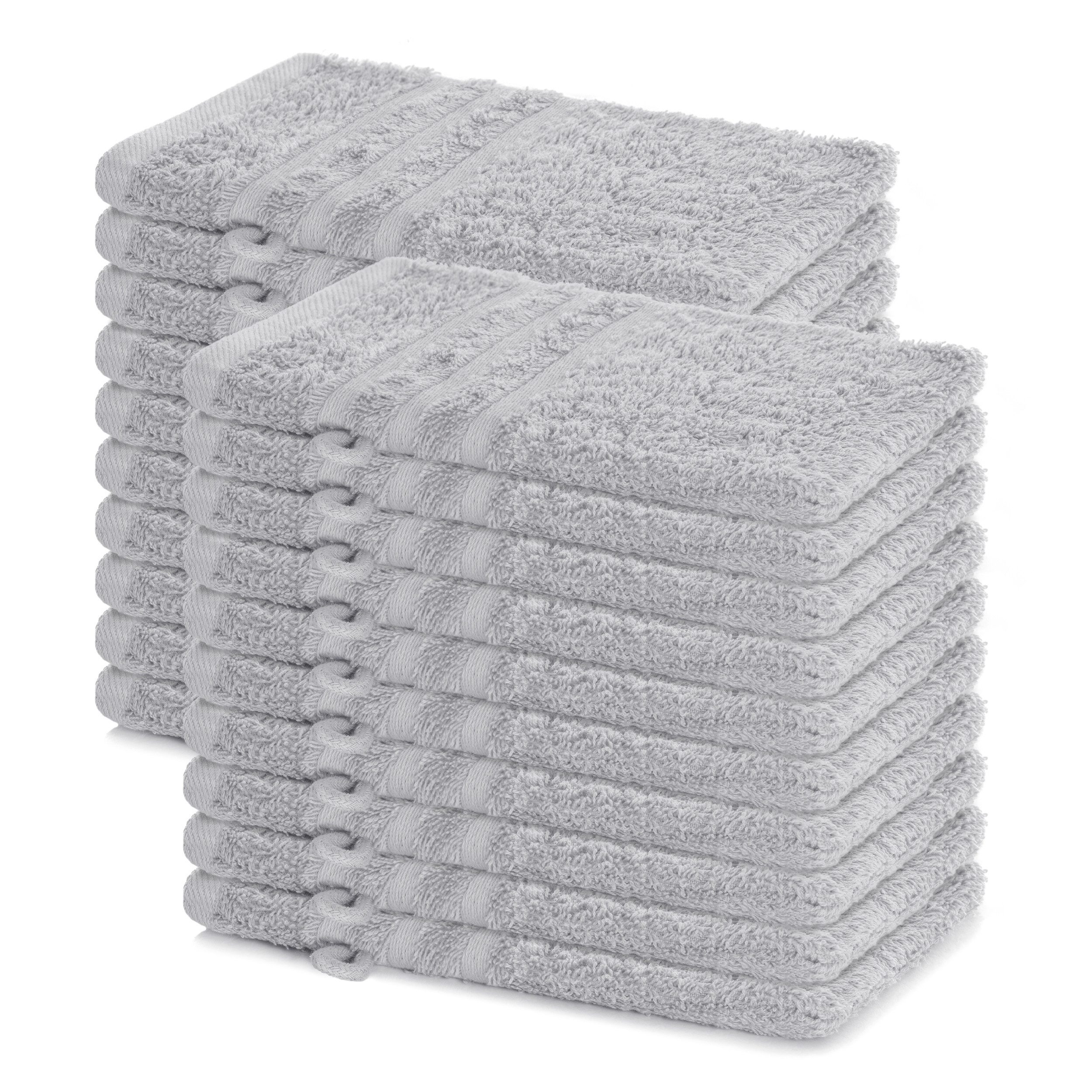 Lavea Waschhandschuh 20er Set Waschhandschuhe, 15 x 21 cm, Elena-Frottierserie, Waschlappen, (20-St), 500 g/m² Frottier, weich & saugstark, pflegeleicht