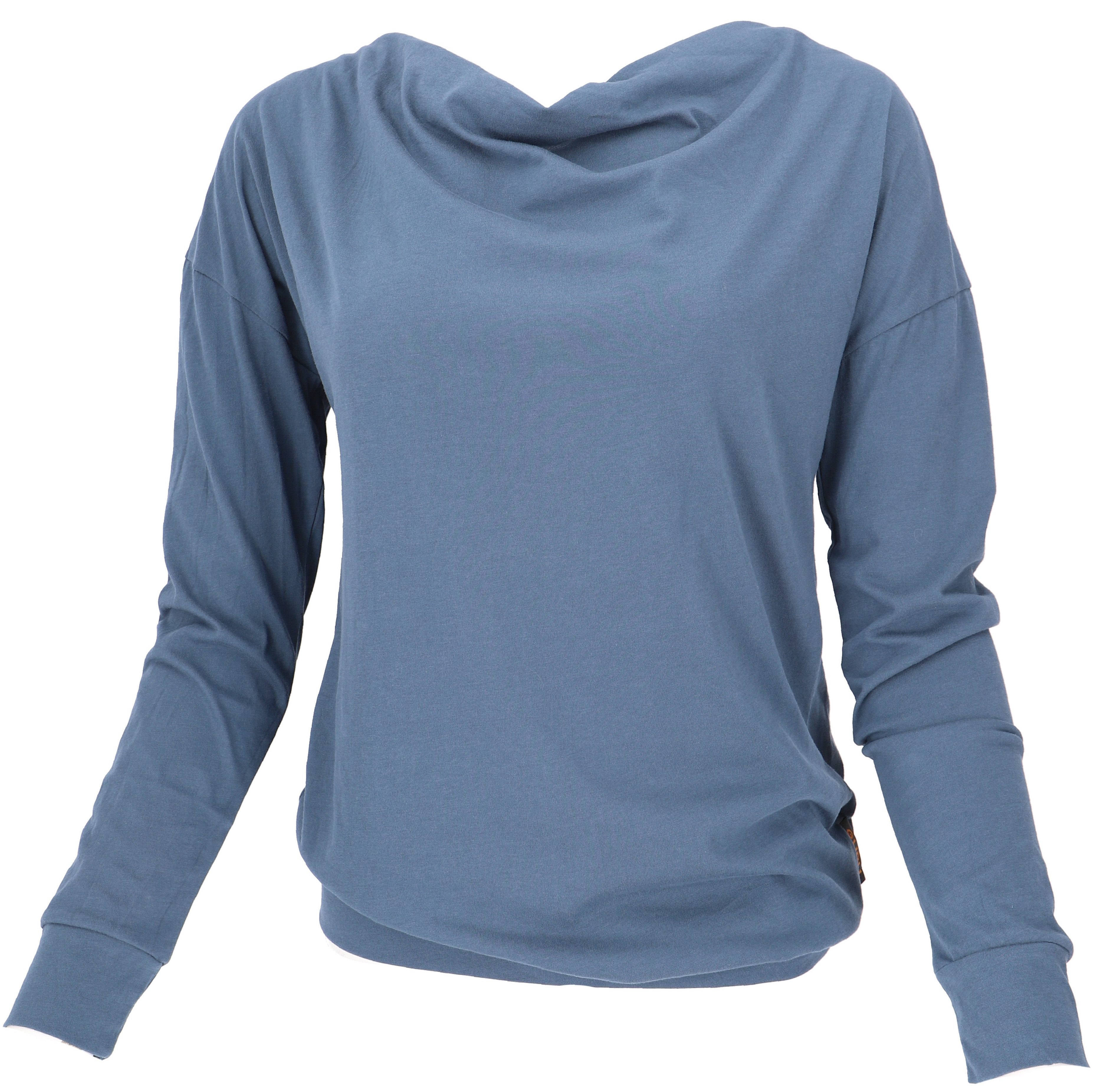 Guru-Shop Longsleeve Langarmshirt mit Wasserfallkragen, Yogashirt.. günstig online kaufen