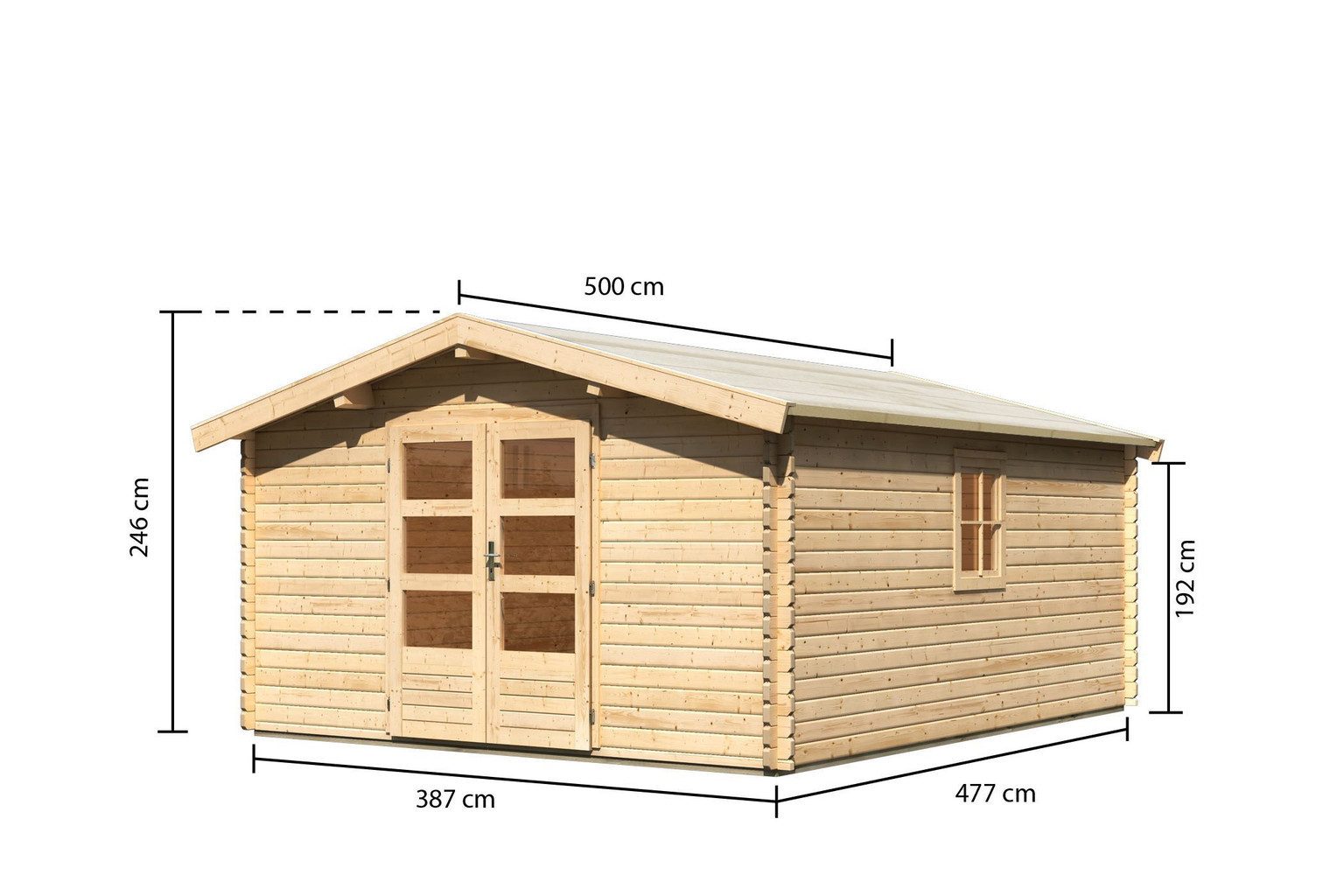 Karibu Gartenhaus Karibu Gartenhaus Mühlheim, 38mm, 364 x 477 x 246 cm, Modell 7, natur