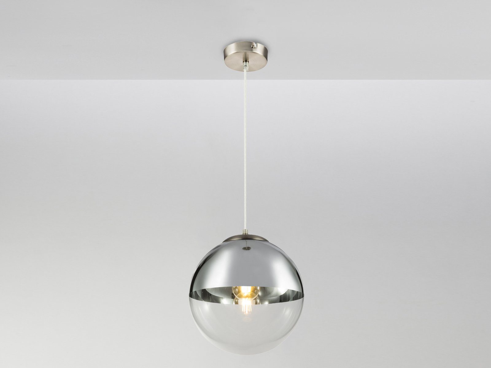 GLOBO LIGHTING LED Pendelleuchte, LED wechselbar, warmweiß, ausgefallene Glas-kugel hängend für übern Esstisch & Treppenhaus Ø30cm
