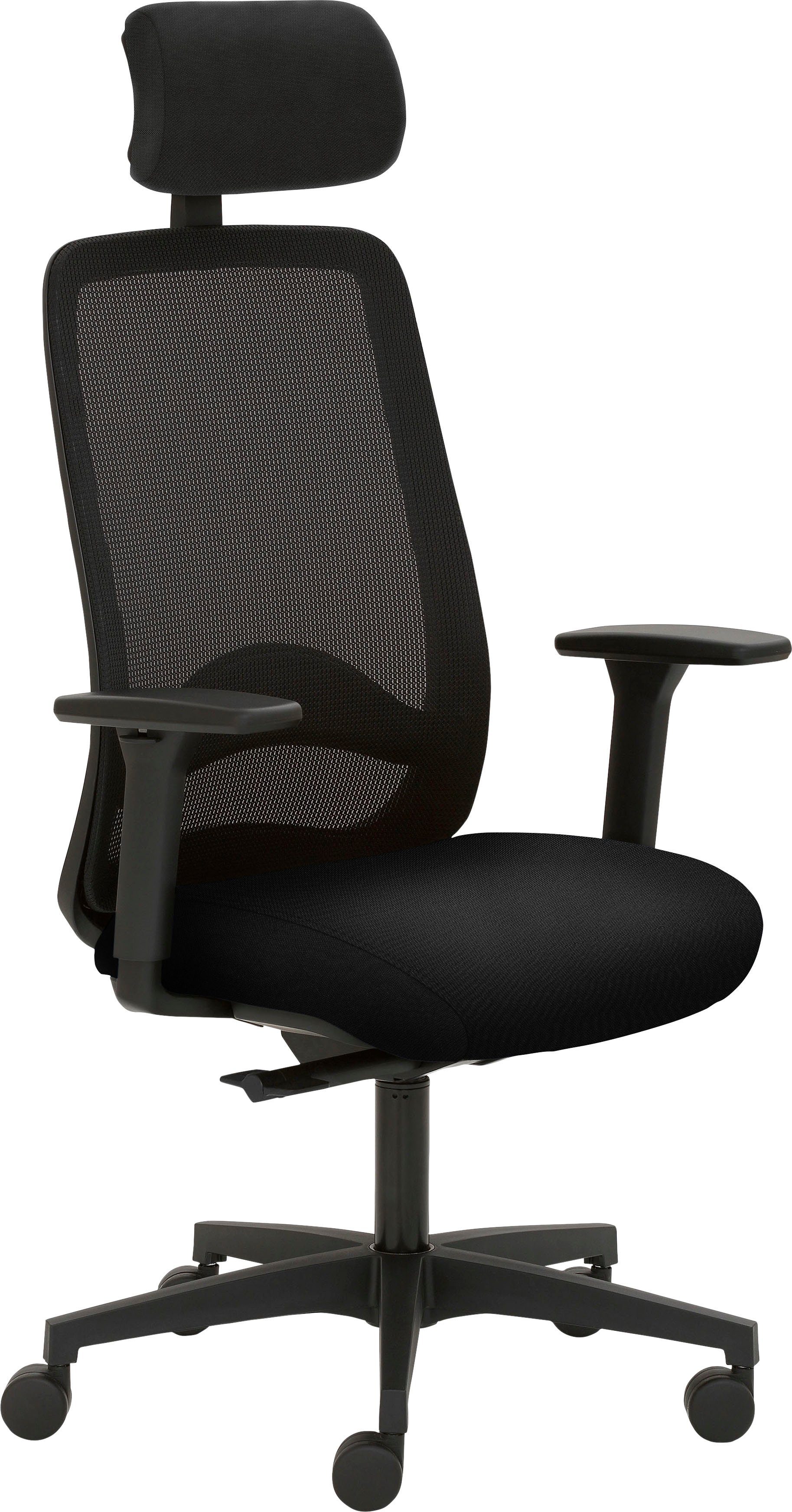 Sitzmöbel 2228, Mayer | Sitztiefenverstellung Schwarz höhenverstellbare Armlehnen, Drehstuhl Kopfstütze, Schwarz