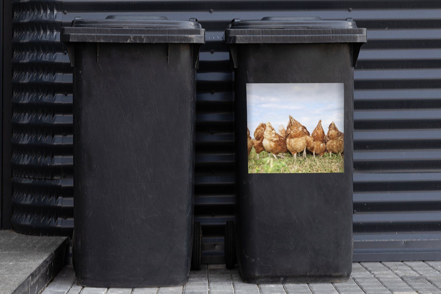 MuchoWow Wandsticker Hühner Mülleimer-aufkleber, Feld St), Mülltonne, auf dem Container, Sticker, Abfalbehälter (1