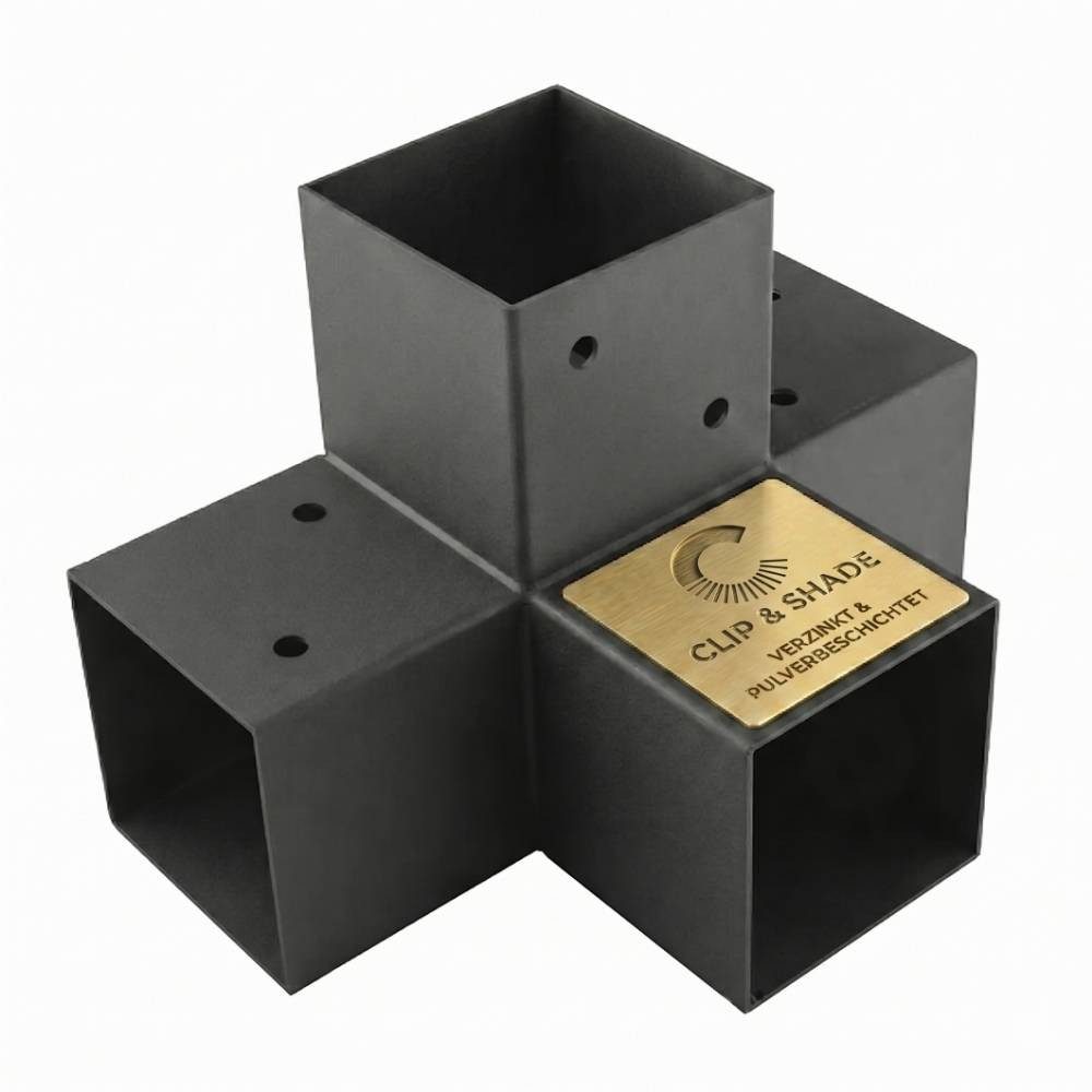 CLIP & SHADE Pfostenbeschlag Pfostenbeschlag Pfostenverbinder für 70x70 mm Eckverbinder, Pulverbeschichtete 2mm starke Stahlkonstruktion