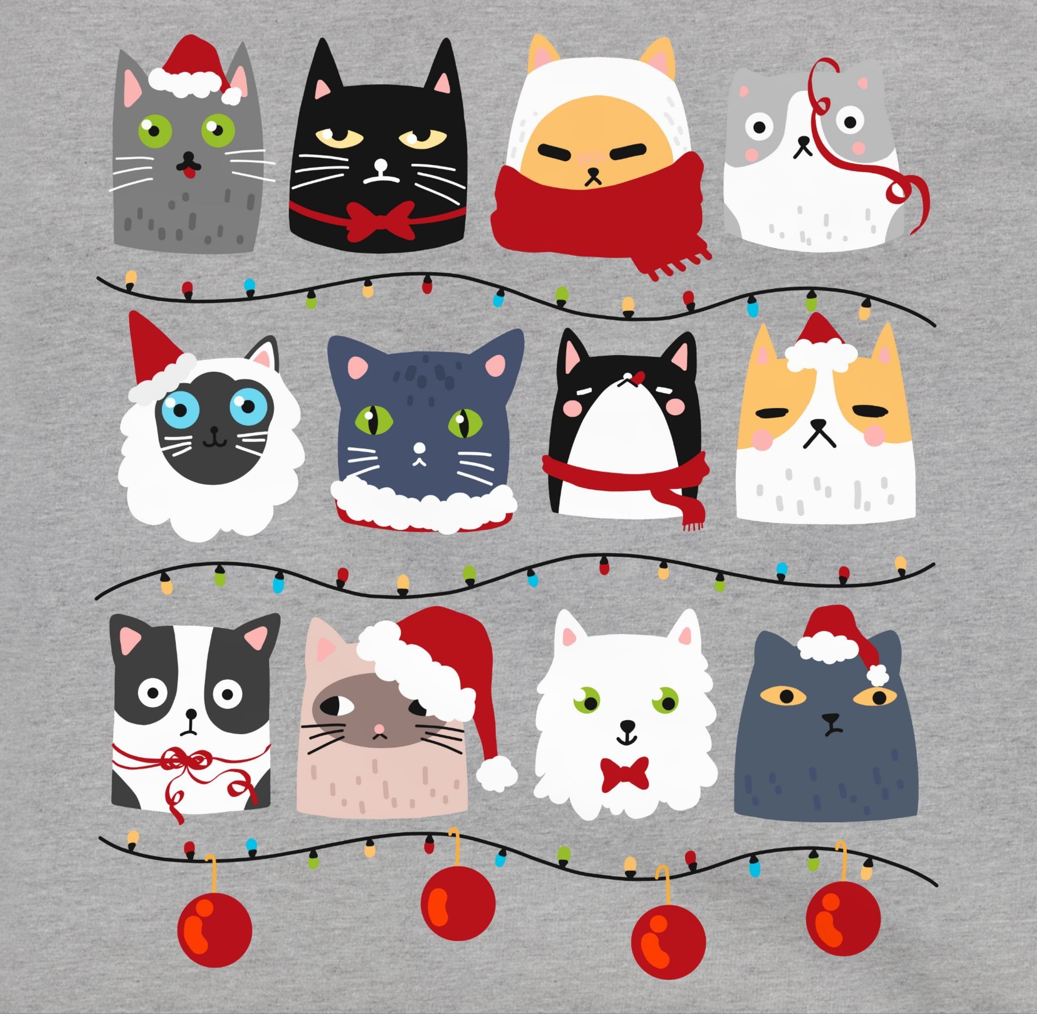 meliert/Navy Katzen 1 Blau Hoodie Kinder Shirtracer Grau Weihnachten zu Weihnachten Kleidung