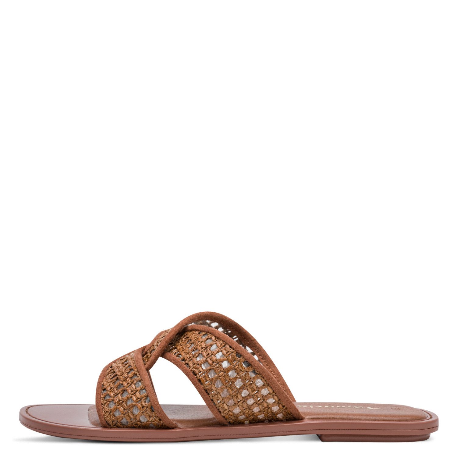 Tamaris Pantolette Sommerschuh, Schlüpfschuh, Flat mit Baststickerei