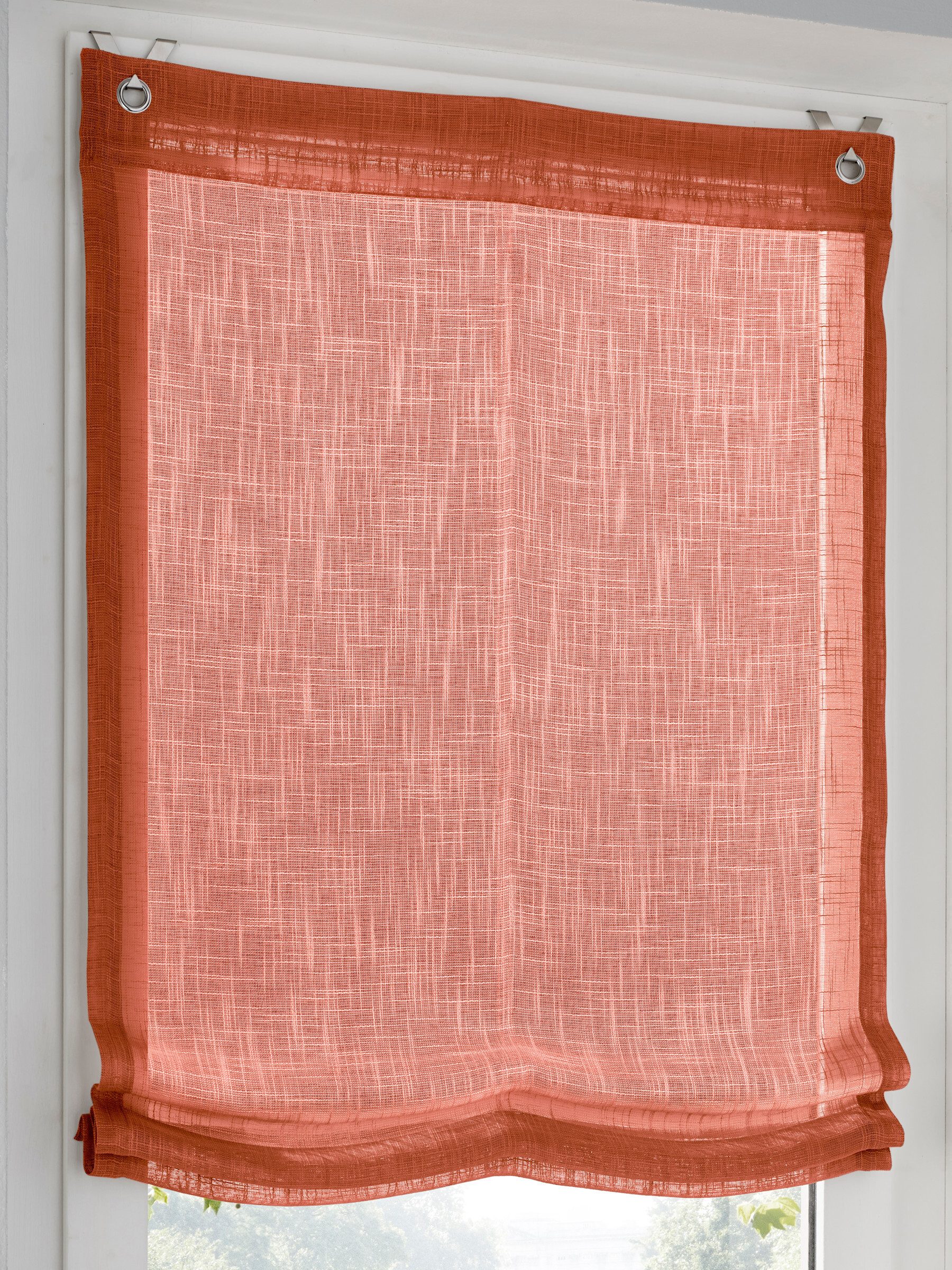 Rollo Raffrollo, heine, halbtransparent, Ösen mit Fensterhaken