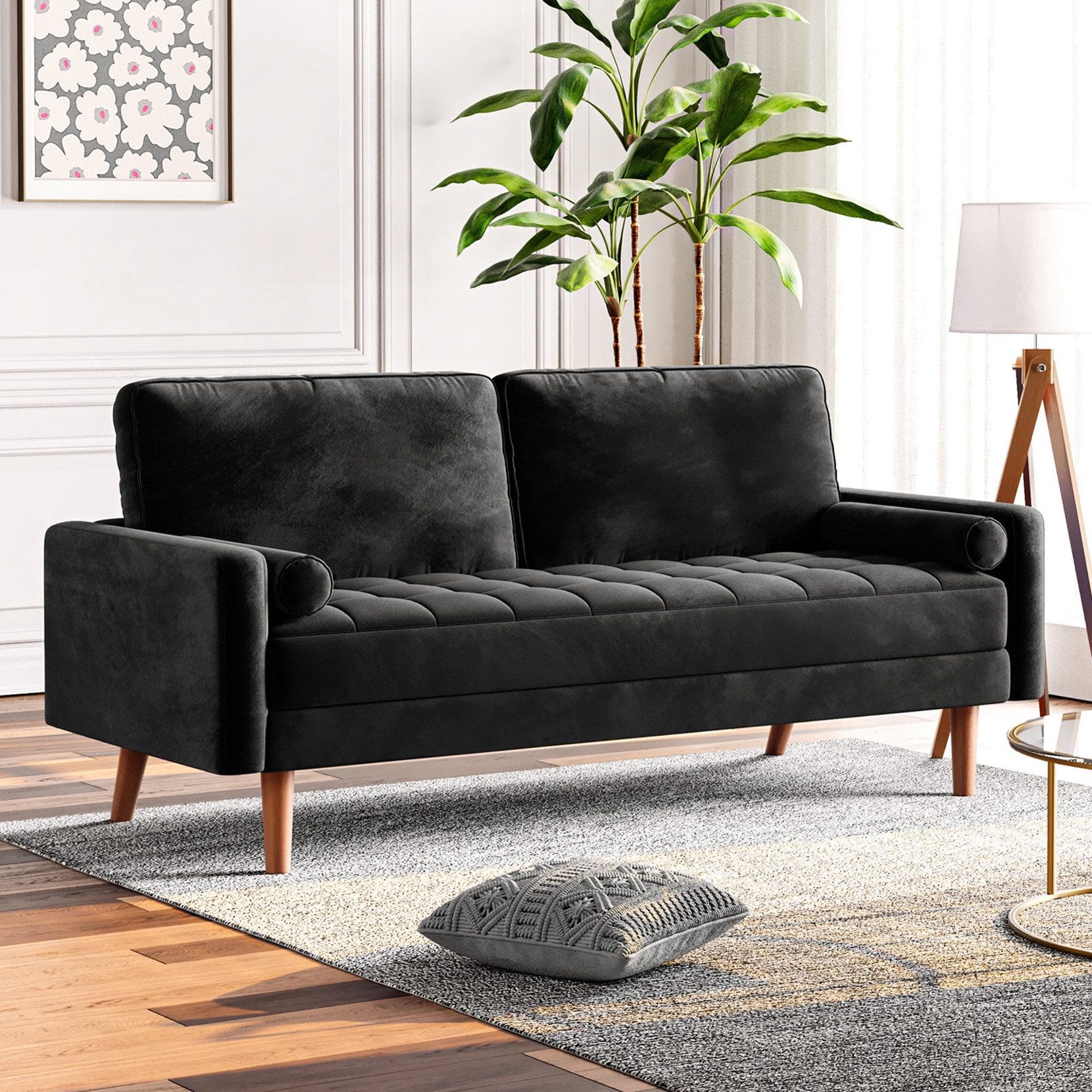 ToteBox 3-Sitzer Massivholzsofa mit Samtbezug, abnehmbarer günstig online kaufen