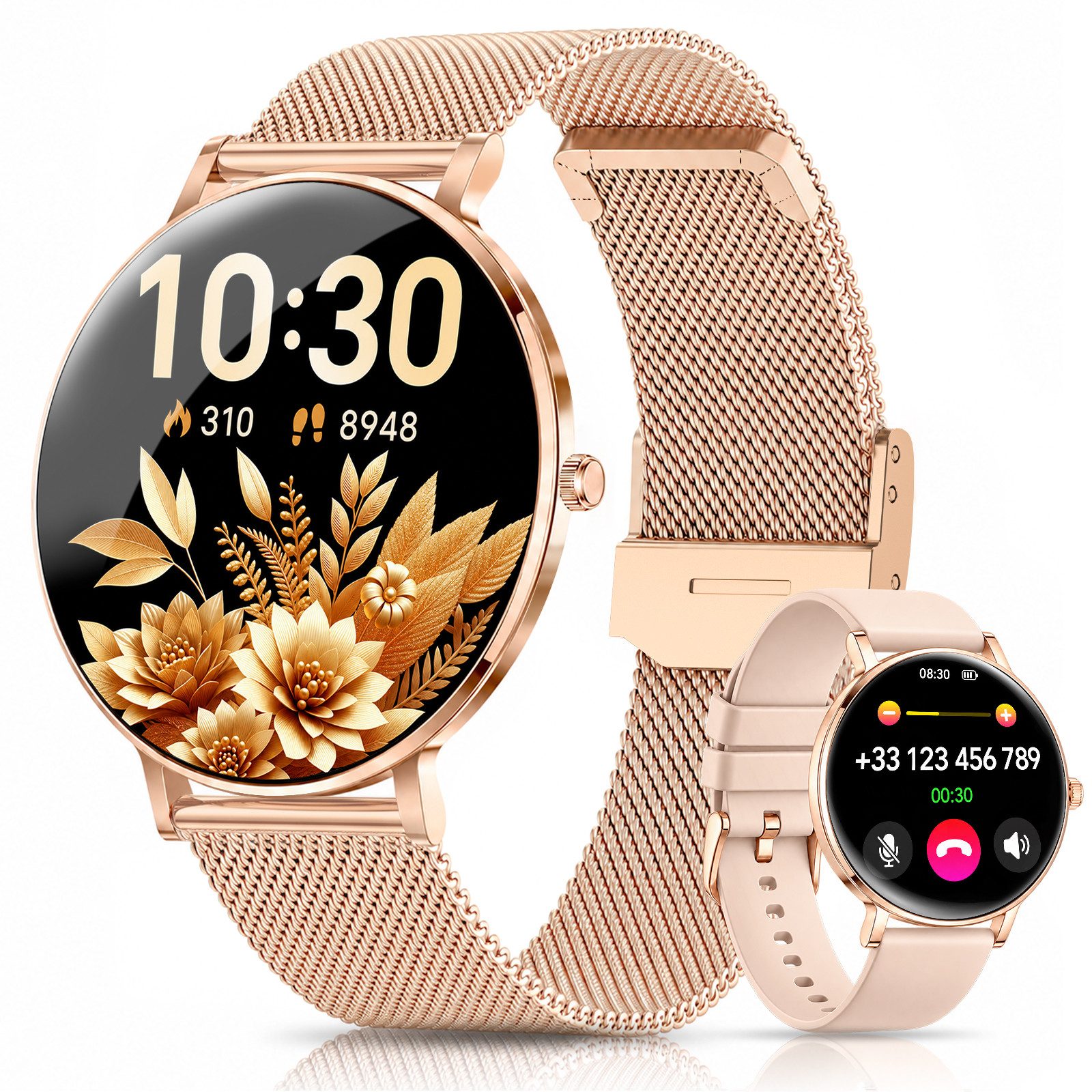 SWGOTA Damen Smartwatch 2026 mit Anrufen, Herzfrequenz, SpO₂ & Blutdruck Smartwatch, 1,48" AMOLED, 4,7 mm ultradünn, Schlafanalyse, Zyklus-Tracking, Bluetooth-Telefonie, IP68/5ATM & 120+ Sportmodi