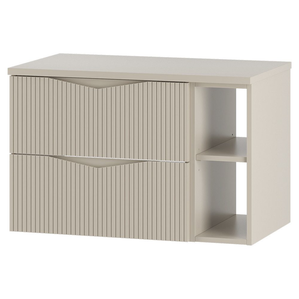 Lomadox Waschbeckenschrank CALURI-140 80 cm breit in beige mit 2 Schubladen & 2 Fächern
