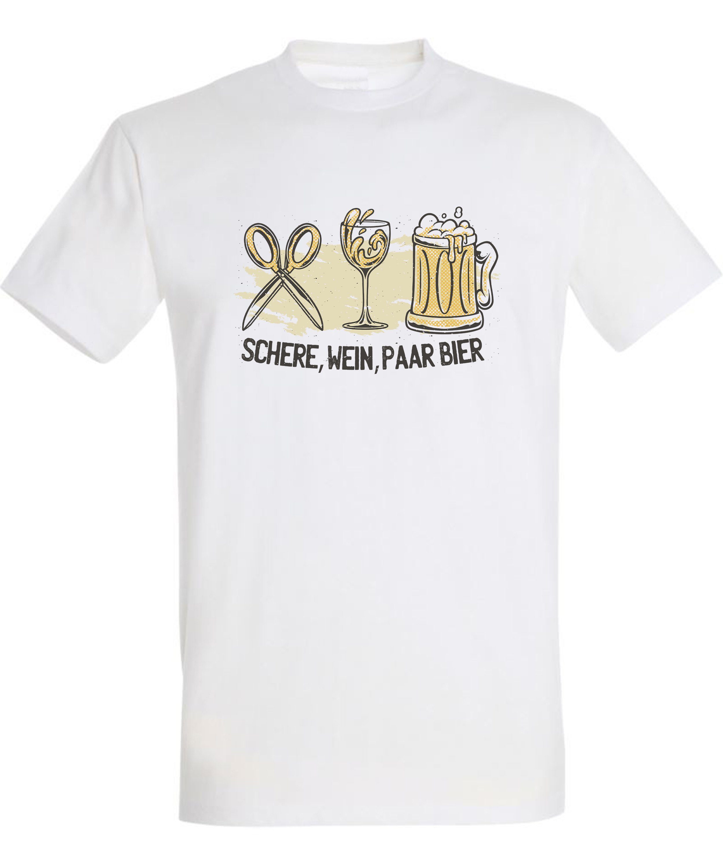 MyDesign24 Shirt mit Herren Regular T-Shirt Sprüche Wein, i321 Schere, Trinkshirt Bier Baumwollshirt Fit, Aufdruck weiss Paar -