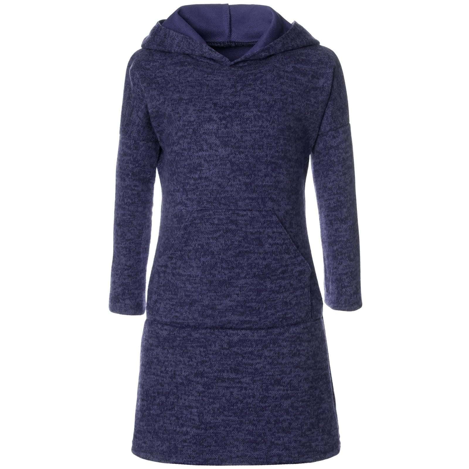 BEZLIT Blusenkleid Mädchen Pullover-Kleid mit Kapuze Blau Kängurutasche (1-tlg)
