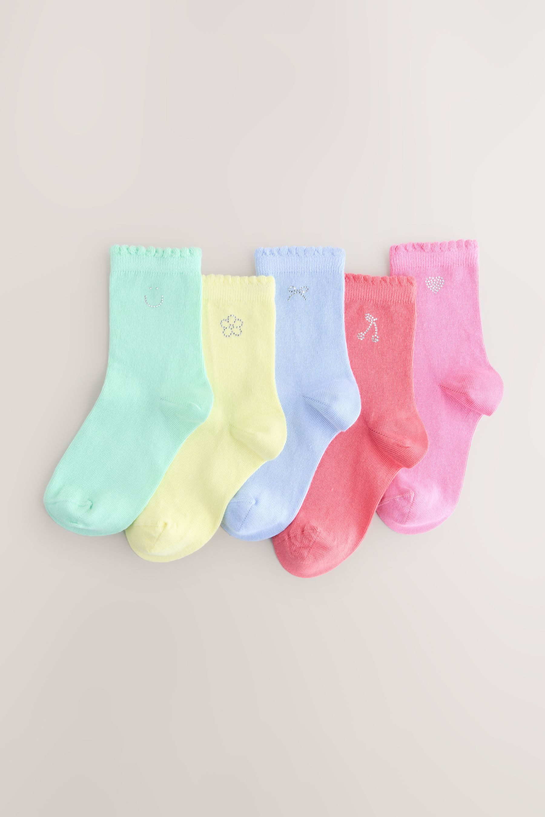 Kurzsocken Knöchelhohe Socken mit Strass, 5er-Pack