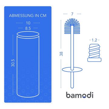 Bamodi WC-Garnitur Wc Bürste Und Behälter Aus Edelstahl Mit Spritzschutz, Silikonkopf Matt Grau One Size Edelstahl
