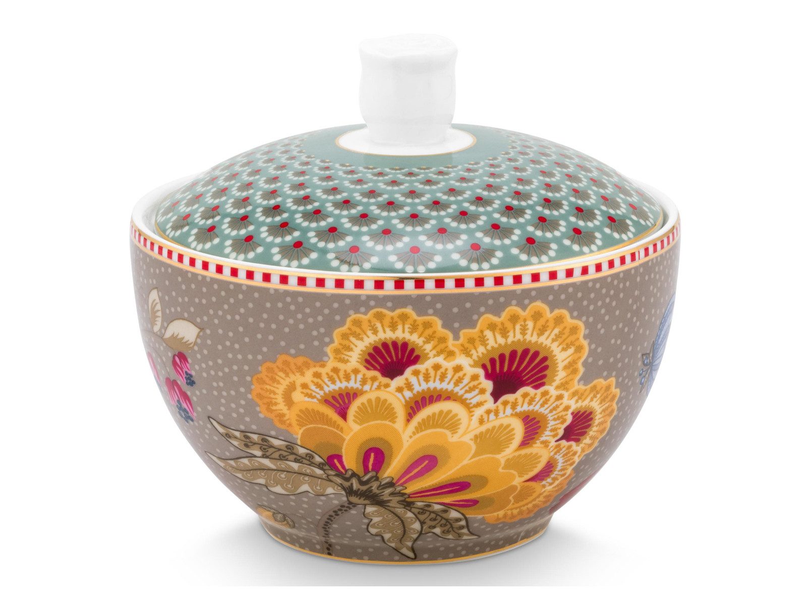 PiP Studio Zuckerdose Blooming Tales Fantasy Khaki-Blue Zuckerdose 0,3l, Porzellan