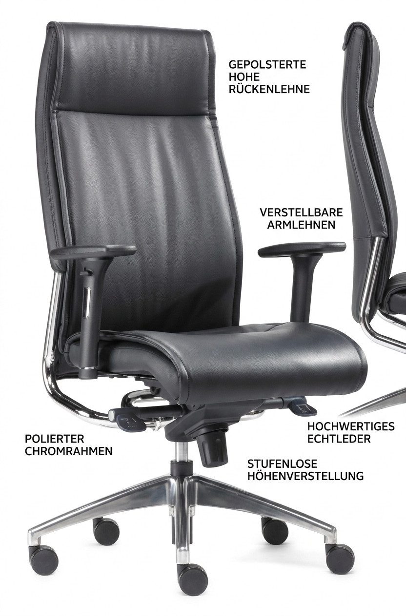 SITWELL STEIFENSAND AG Bürostuhl Big Boss Designer Chefsessel, Ortho-Kopf-Nackenzone, Ergonomisch, bis 150kg