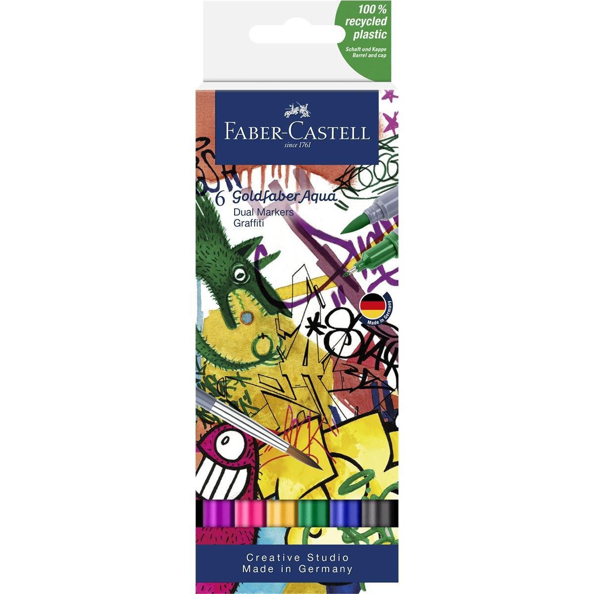 Faber-Castell Aquarellstifte Faber-Castell Goldfaber Aqua Dual Marker - 6er Etui - Graffiti