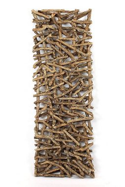 Dekoleidenschaft Dekoobjekt "Rustikal" aus Rattan & Holz, 40x108 cm, Raumteiler, Paravent, (1 St), Hängedeko, Wandschmuck - Jedes Stück ein Unikat