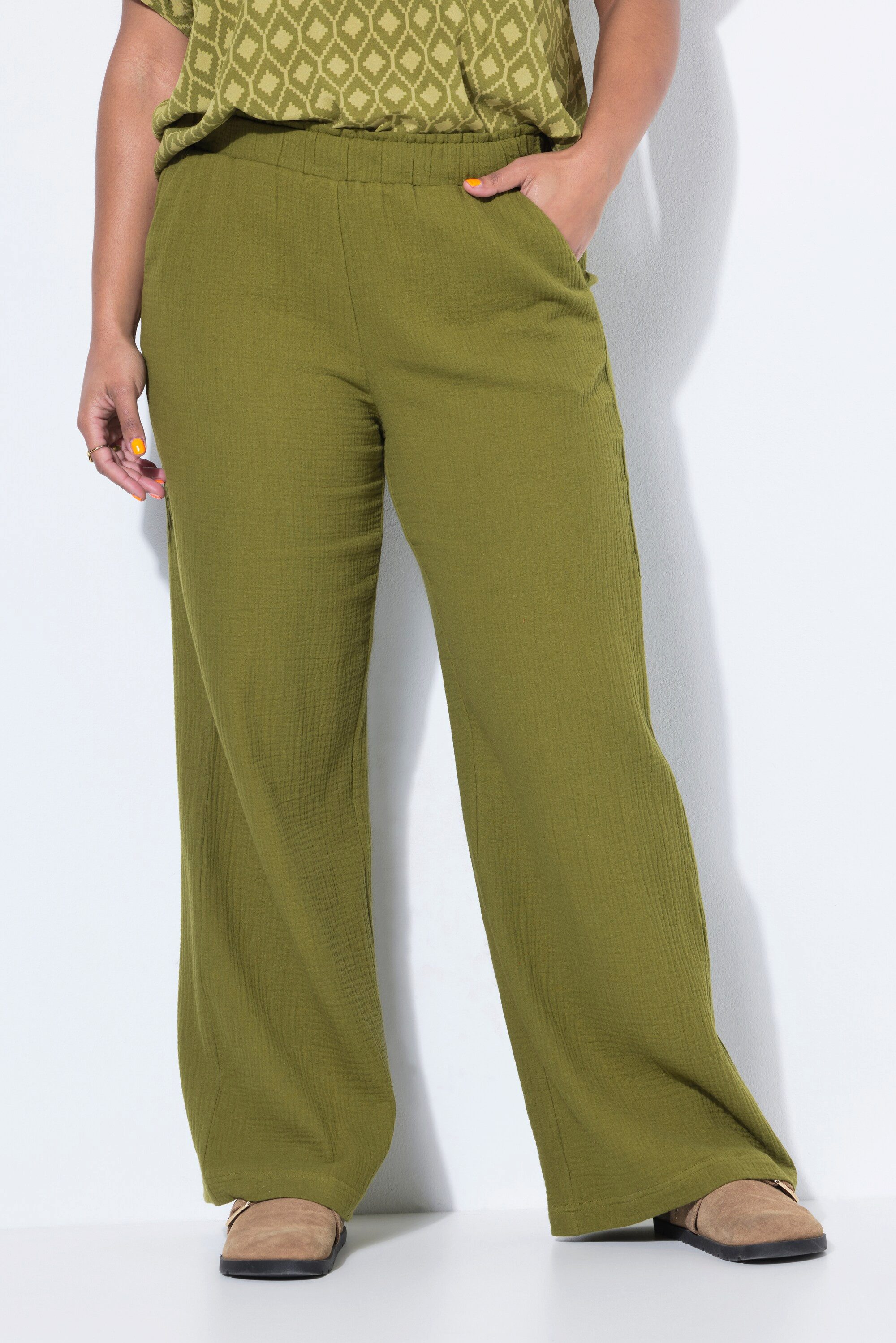 Schlupfhose Hose wide Legs Musselin Elastikbund
