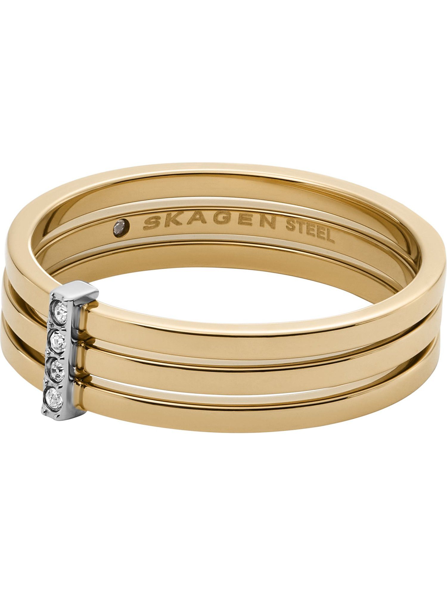 SKAGEN Fingerring Skagen Damen-Damenring Edelstahl Glasstein, Glasstein