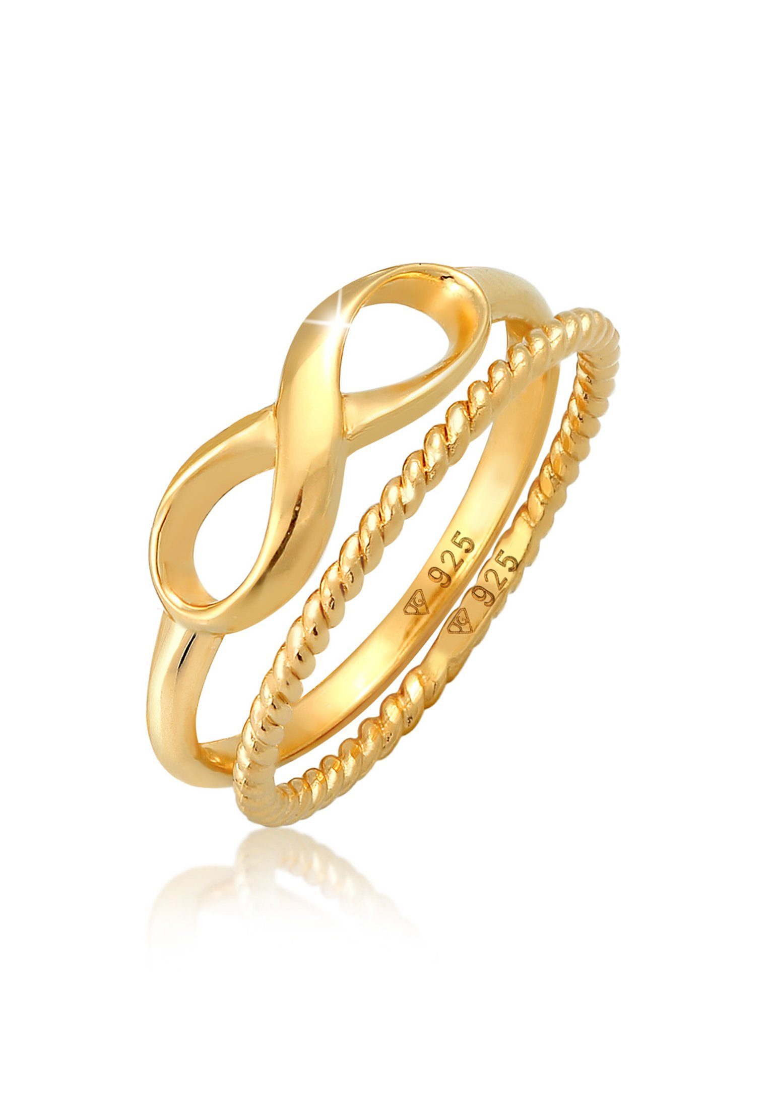 Elli Ring-Set Infinity Bandring Gedreht Stapelring Set 925 Silber, Infinity