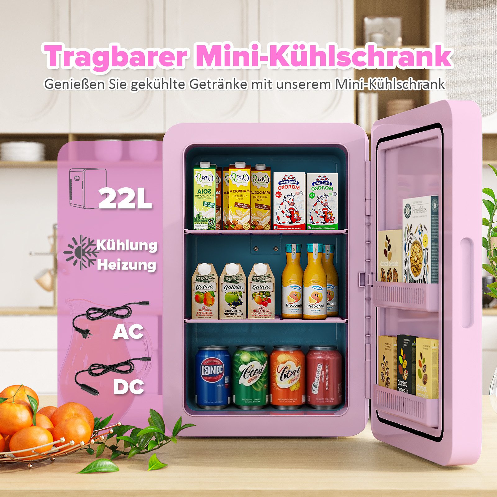 Rebonique Table Top Kühlschrank AQ-22L, 22L Mini Kühlschrank, Min: 17°C unter Umgebungstemperatur/Max: 65°C