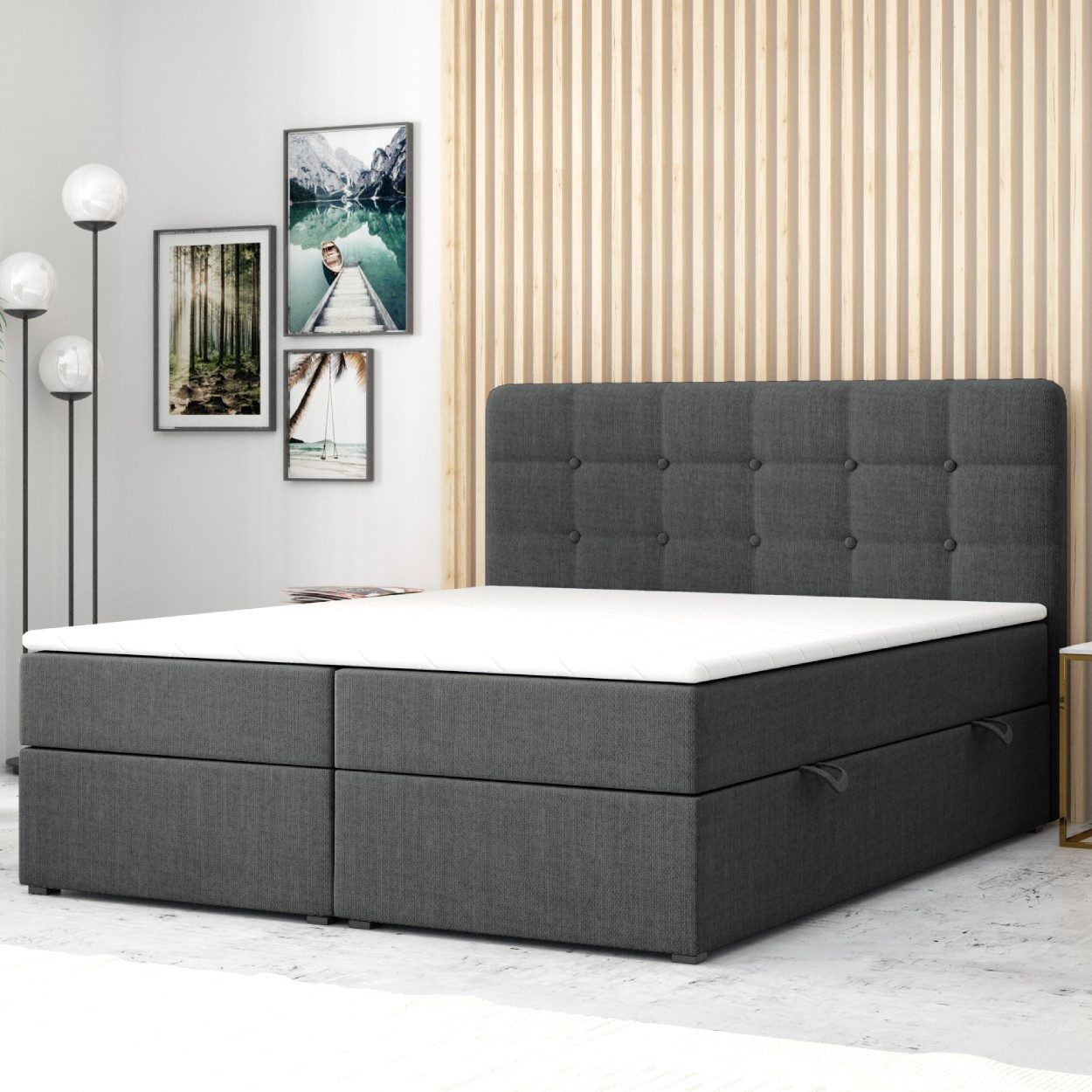 M-Punkt24 Boxspringbett Athen (180 x 200 cm, Grau oder Schwarz), inkl. Bett günstig online kaufen