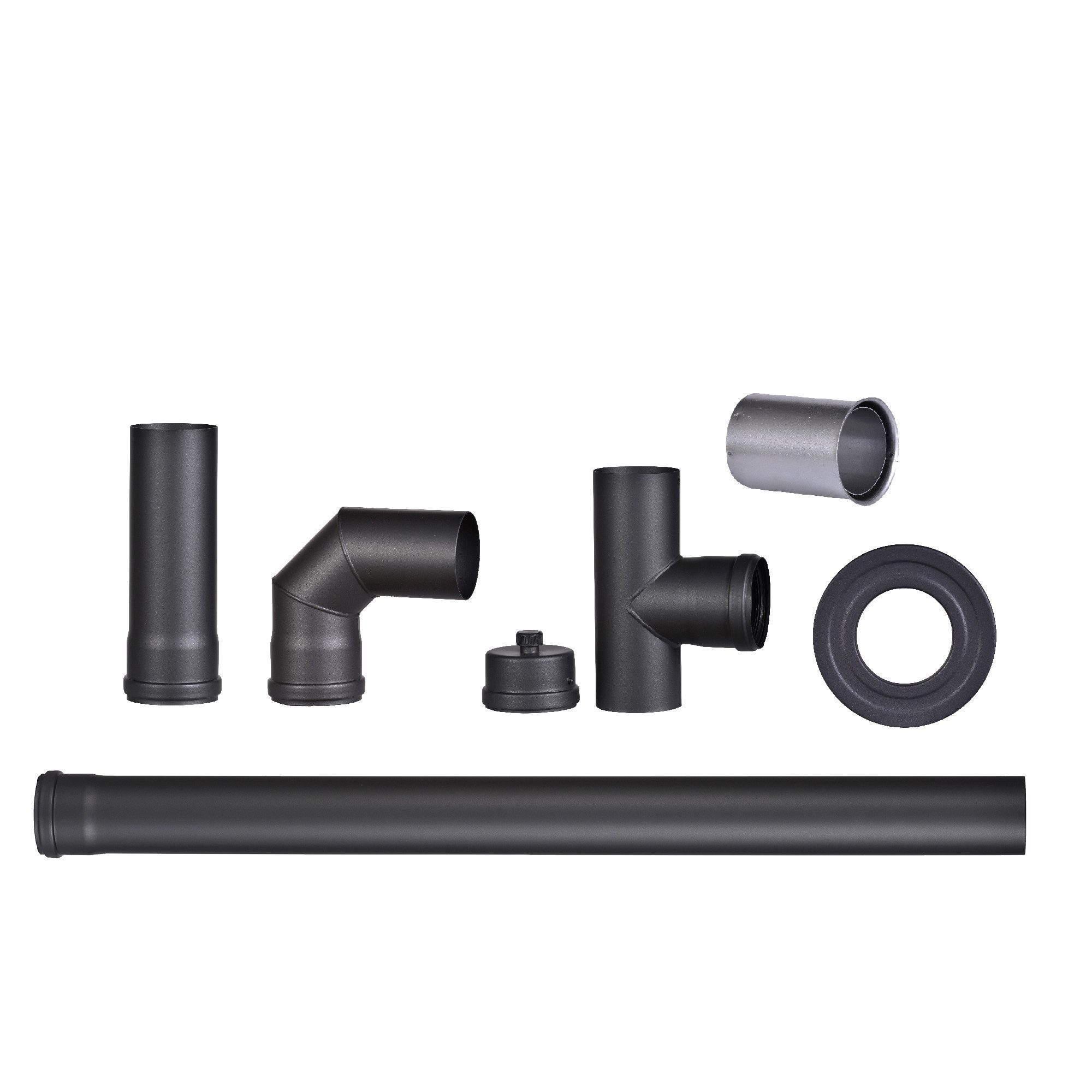 Hanseatic Ofenrohr Pelletofenrohr-Set, schwarz, 80 mm, (7-tlg), 90 °