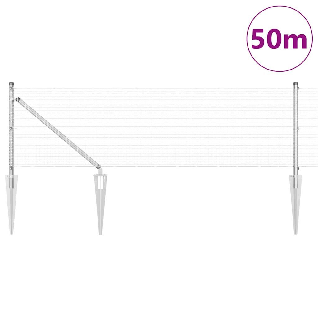 Thumbnail - vidaXL Gartenzaun Zaun mit Pfosten Silber 0,5 x 50 m Stahl, (1-St)