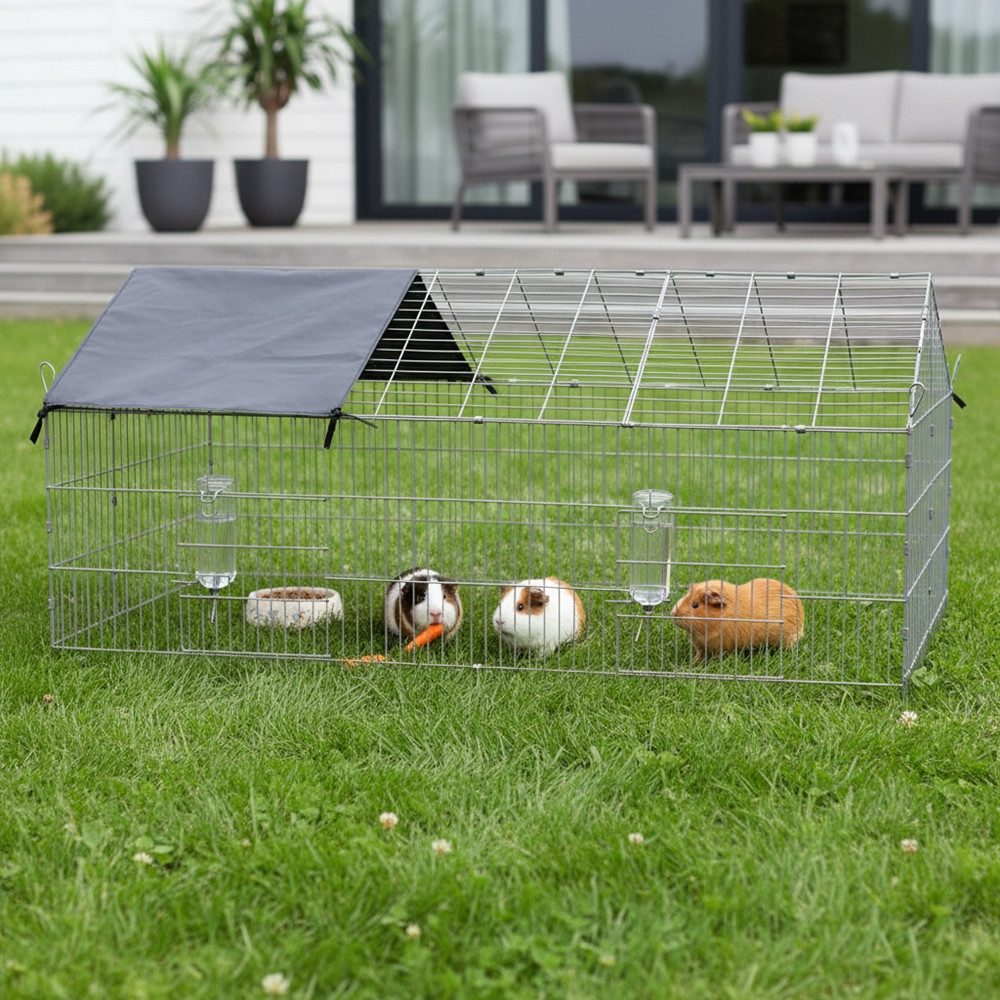 Mucola Freigehege Freigehege mit Sonnenschutz Tiergehege Tierlaufstall Kaninchenfreilauf, Praktischer Sonnenschutz