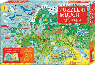 Usborne Verlag Puzzle Puzzle & Buch: Europa, 300 Puzzleteile