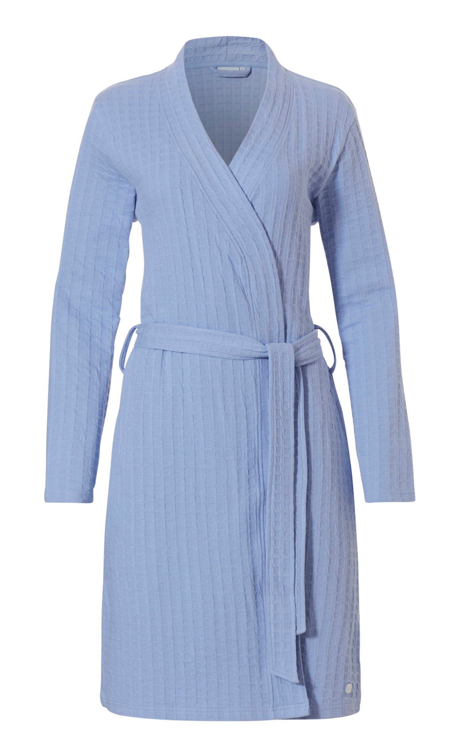 Pastunette Morgenmantel Morgenmantel blue Form, Kimono-Kragen, Design Modisches Damen kurz, Baumwollmischung, light Kimono Gürtel