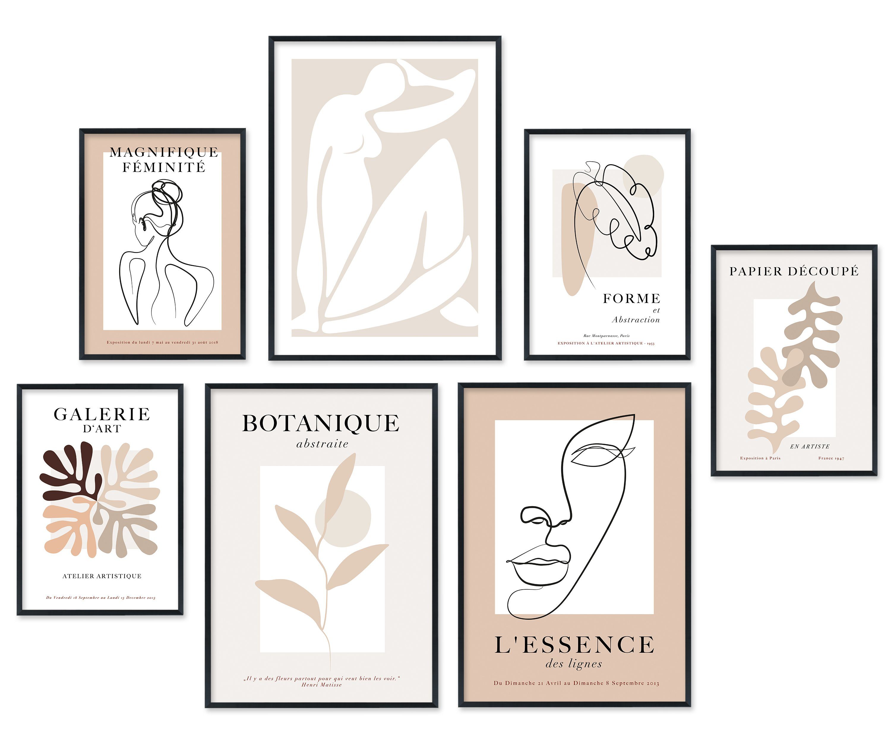 Poster Hyggelig Home Premium Poster Set - 7 passende Bilder OHNE RAHMEN im stilvollen Set 3 x DIN A3 + 4 x DIN A4 - Set Madame
