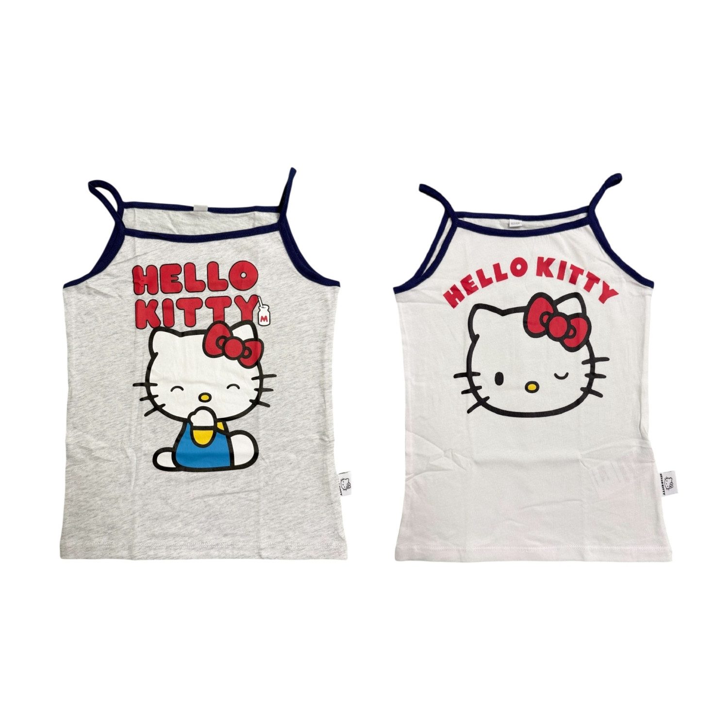 Hello Kitty Unterhemd 2er Pack Kinder Mädchen Lizenz Tanktop Unterwäsche Unterhemd 122/128