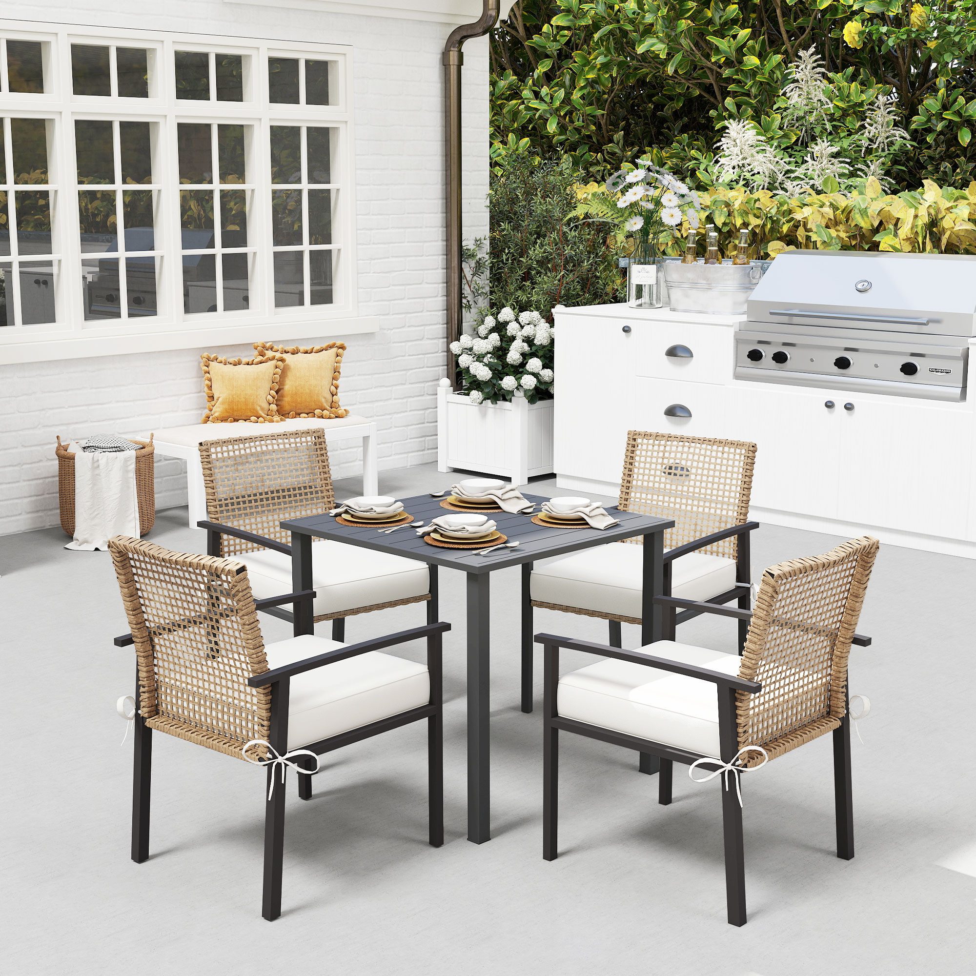 Outsunny Sitzgruppe Gartengarnitur mit 1 Tisch günstig online kaufen